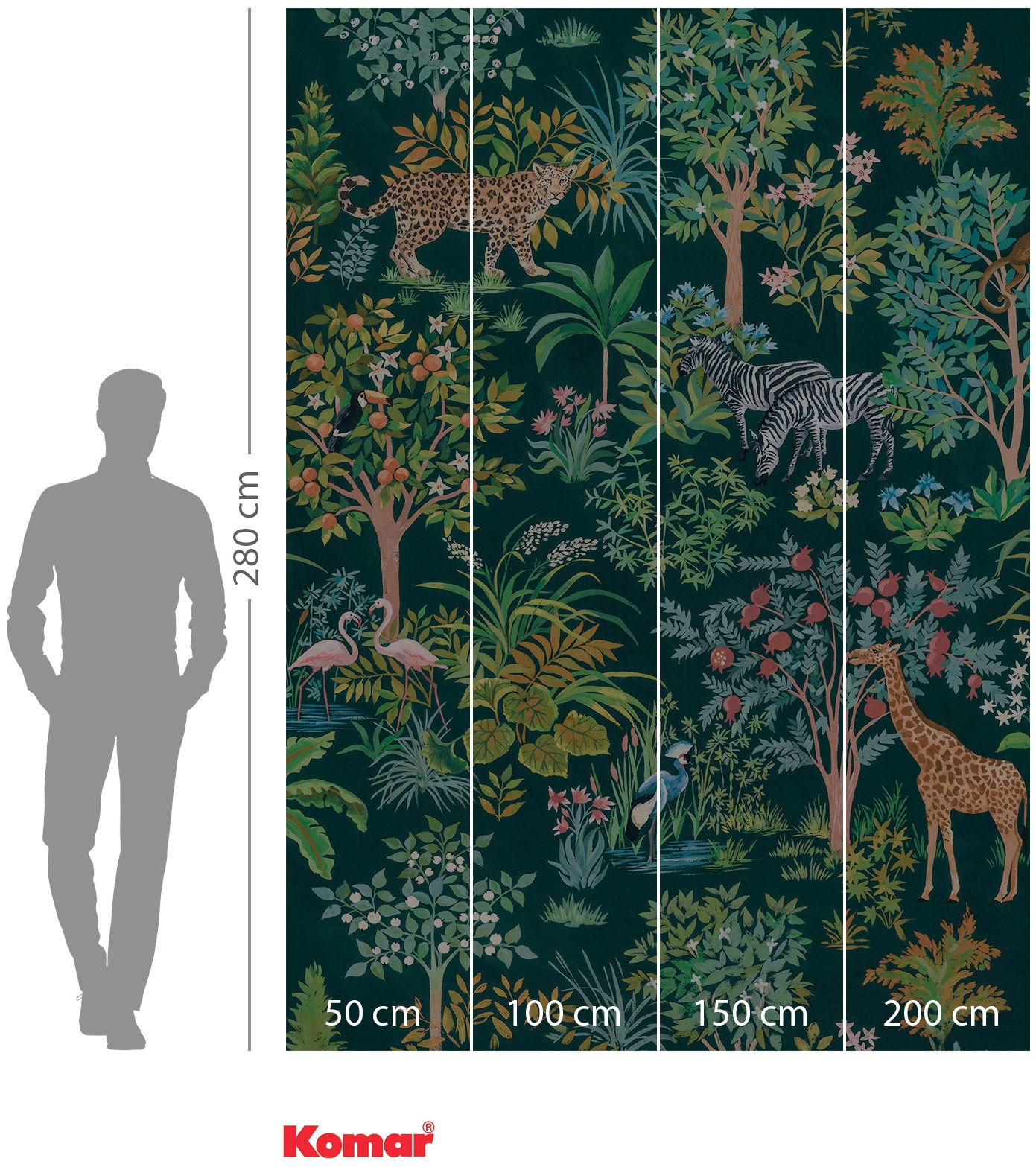 Komar Vliestapete »Digitaldruck Vlies -  Happy Jungle - Grösse 200 x 280 cm« bedruckt glatt Wohnzimmer, Schlafzimmer