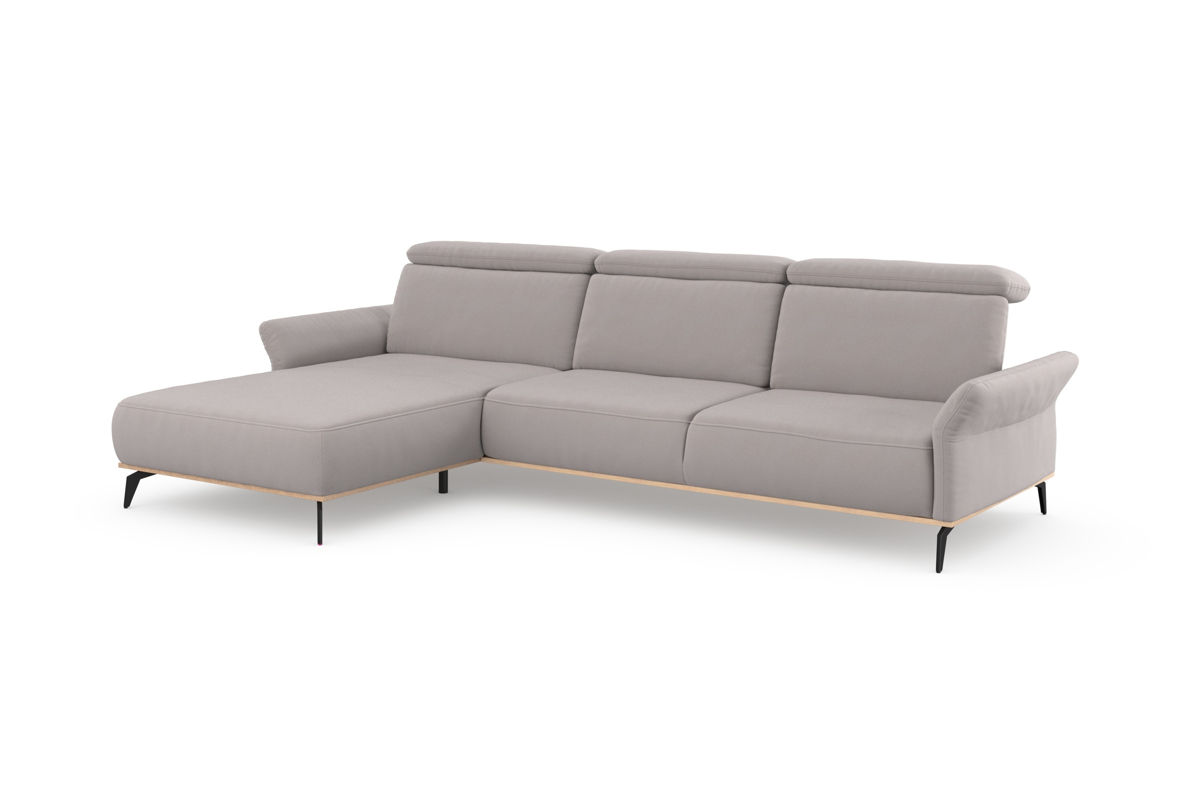Places of Style Ecksofa »Fjord L-Form«, massiv, wahlweise mit Armlehnfunktion, Kopf- Sitztiefenverstellung
