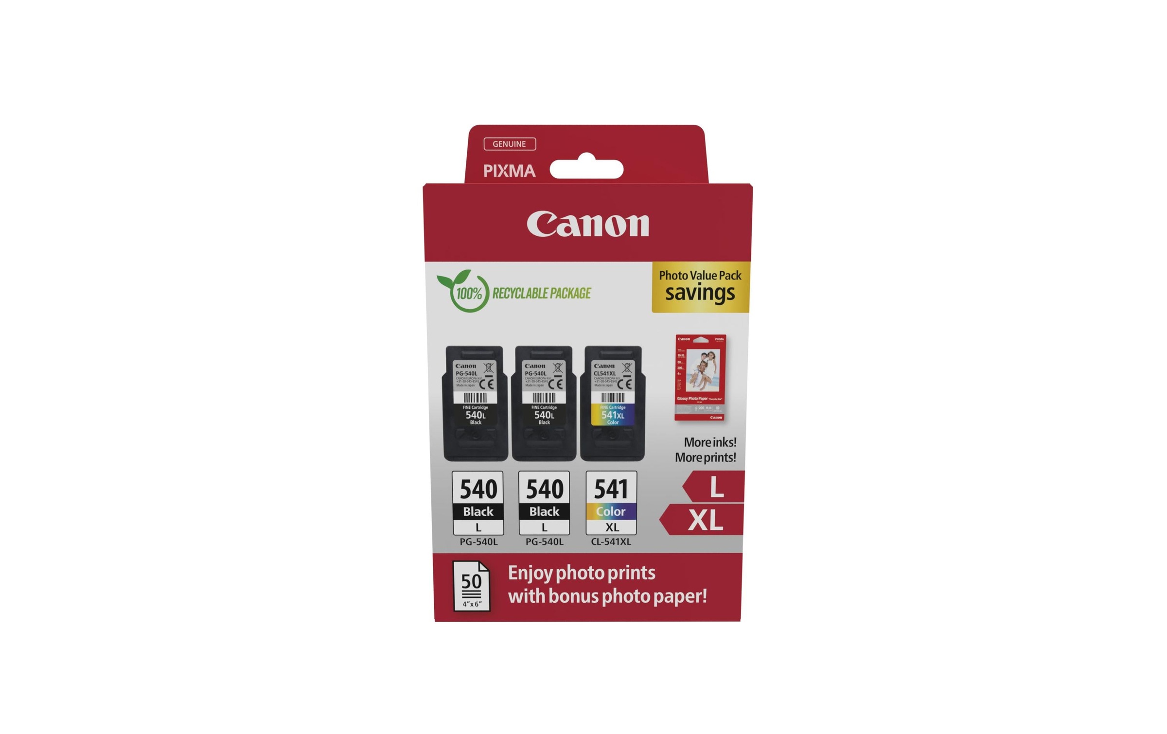 Image of Canon Tintenpatrone "2xPG-540L/1xCL-541XL Photo Black/Cyan/Magenta/Yellow"