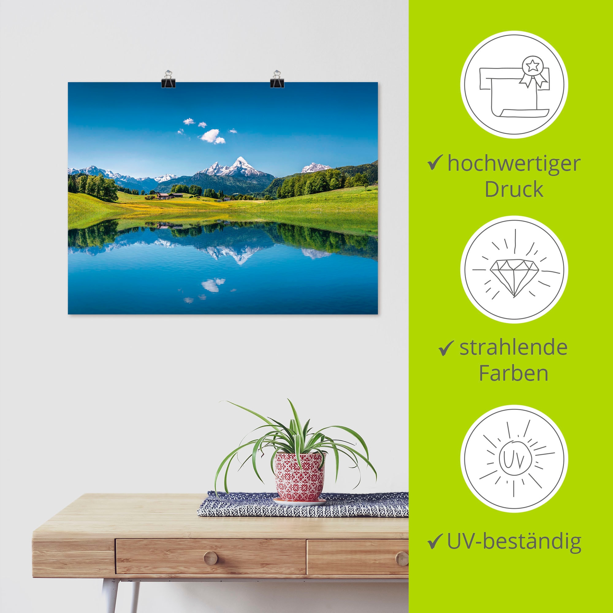 Artland Wandbild »Landschaft in den Alpen« Berge 1 Stk. tlg. als Leinwandbild, Poster in verschied. Grössen