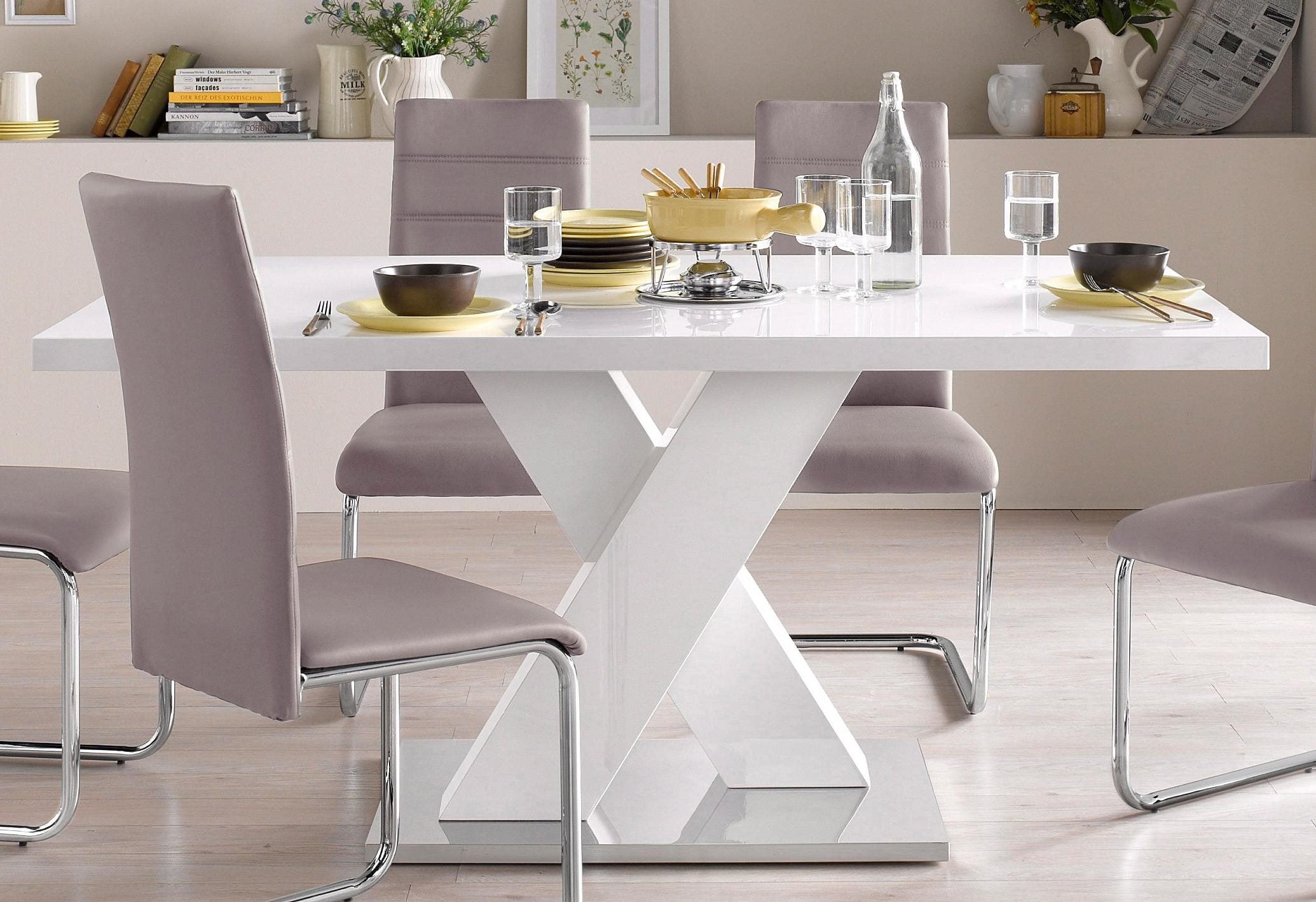 INOSIGN Esstisch »Ali, TOPSELLER! Modernes Design«, (Tisch, Küchentisch), Breite 160 cm, weiss Hochglanz, Bodenplatte aus Metall