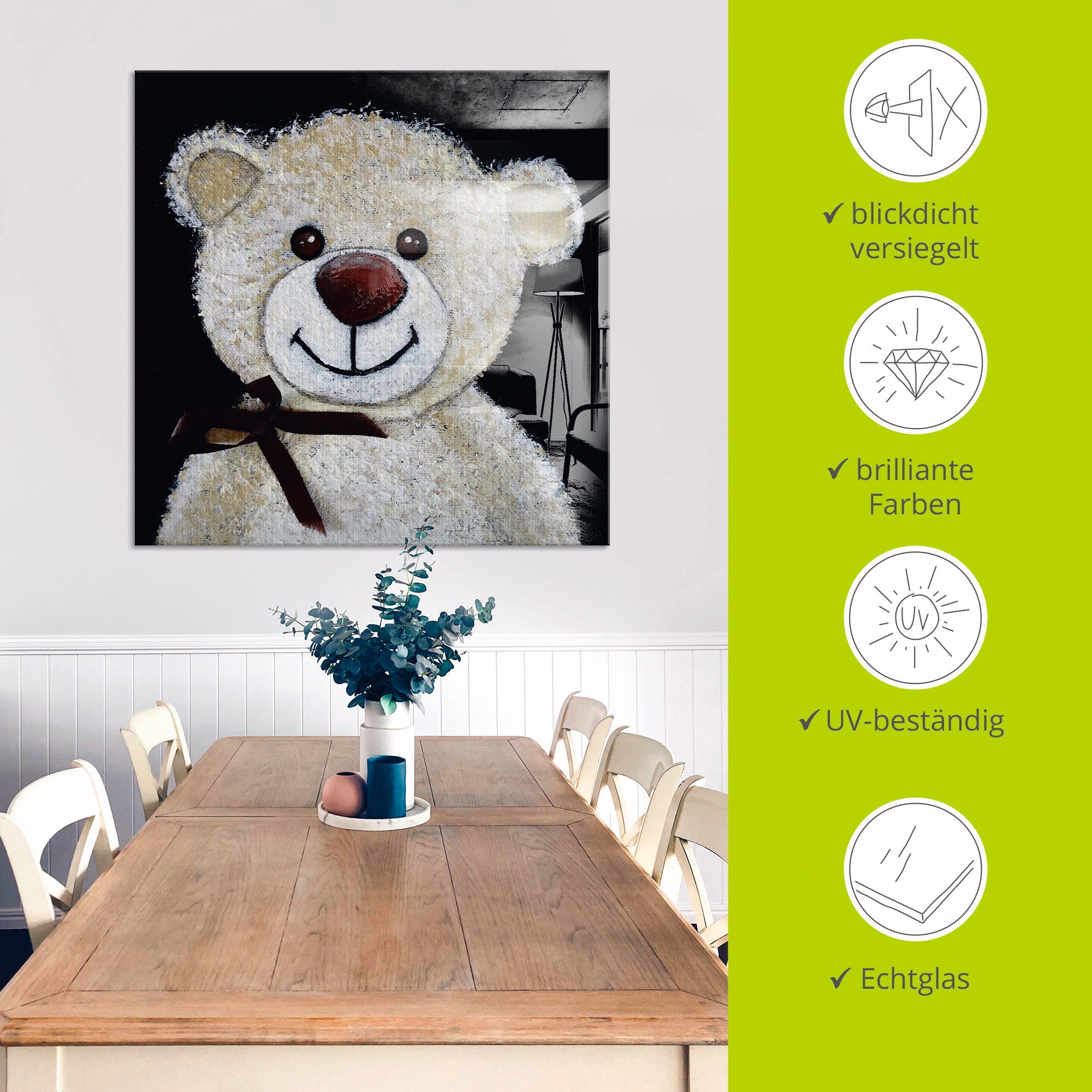 Artland Tableau en verre »Teddybär« 1 cuis tlg. in verschiedenen Grössen