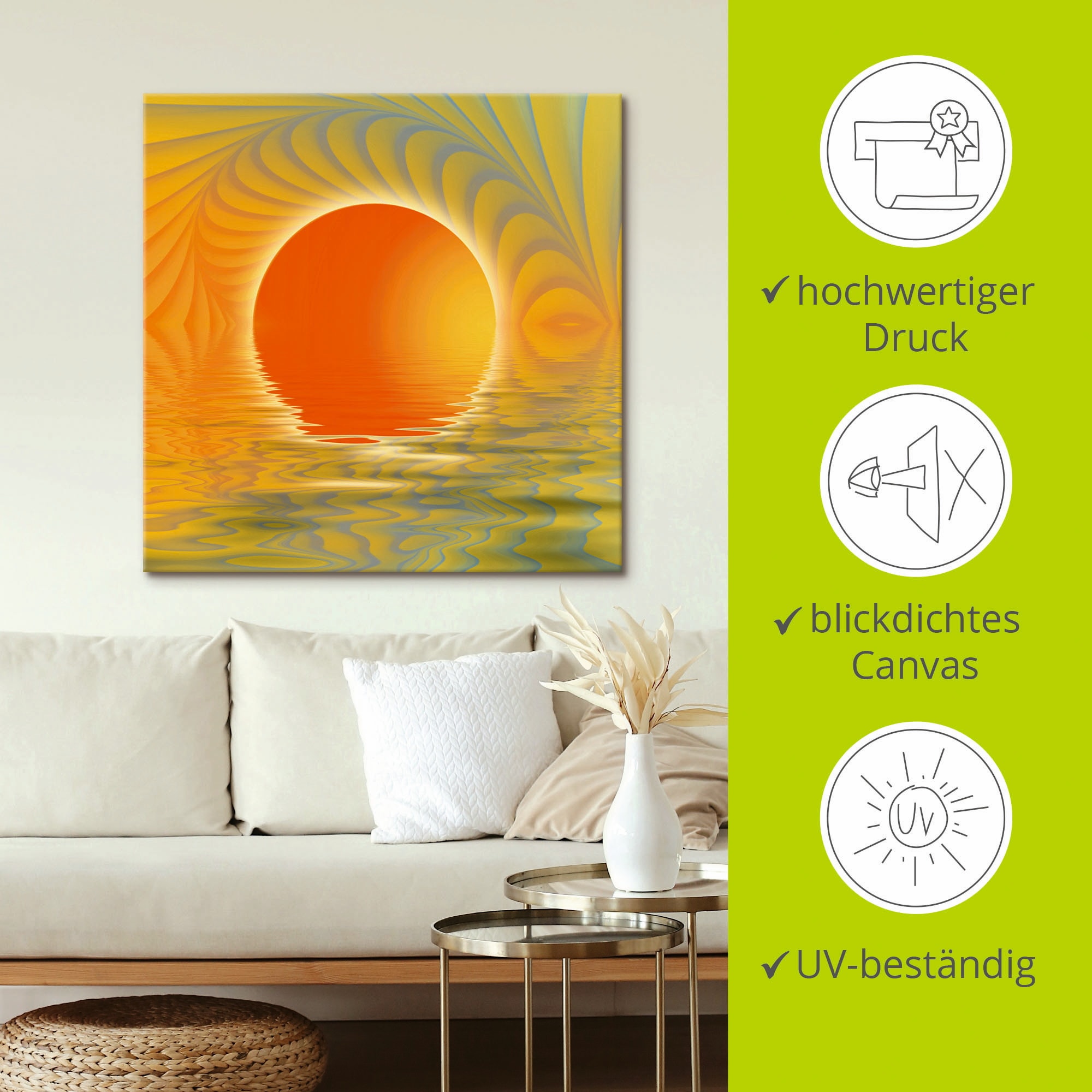 Artland Tableau sur toile »Abstrakter Sonnenuntergang« 1 cuis tlg. auf Holzrahmen gespannt