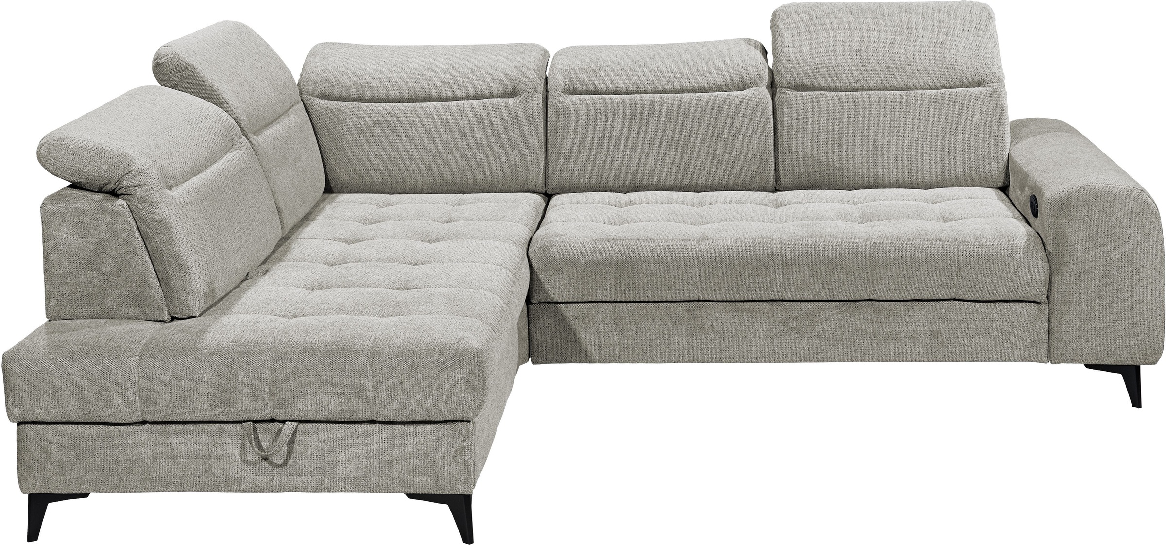 ED EXCITING DESIGN Canapé d'angle »Rockdale L-Form mit Bettfunktion, Bettkasten« Kopfteilverstellung, Sitztiefenverstellung & USB-Port