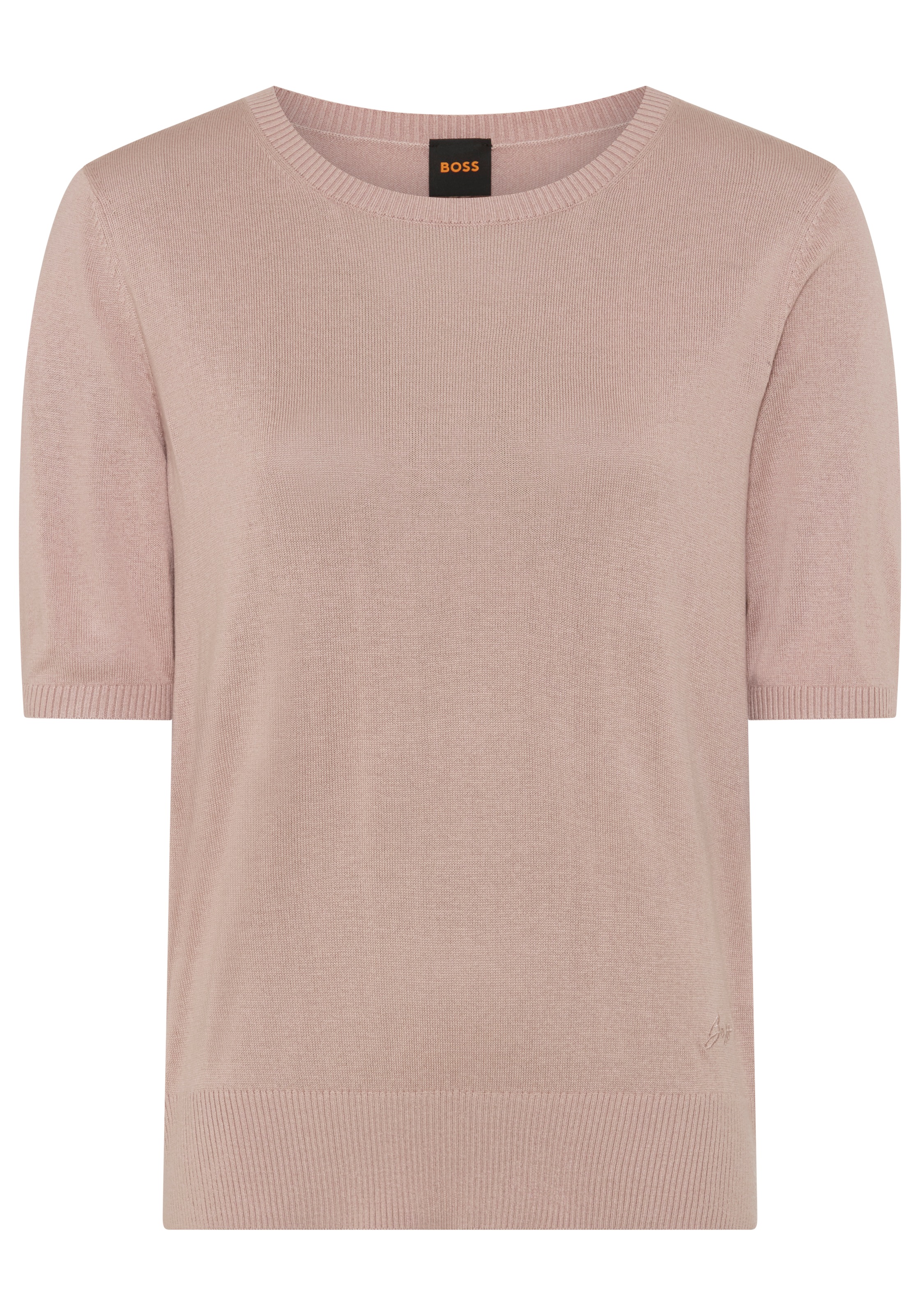 Image of BOSS ORANGE Kurzarmpullover "Fiaffu Premium Damenmode" mit Lochmuster, Kaschmir-Anteil