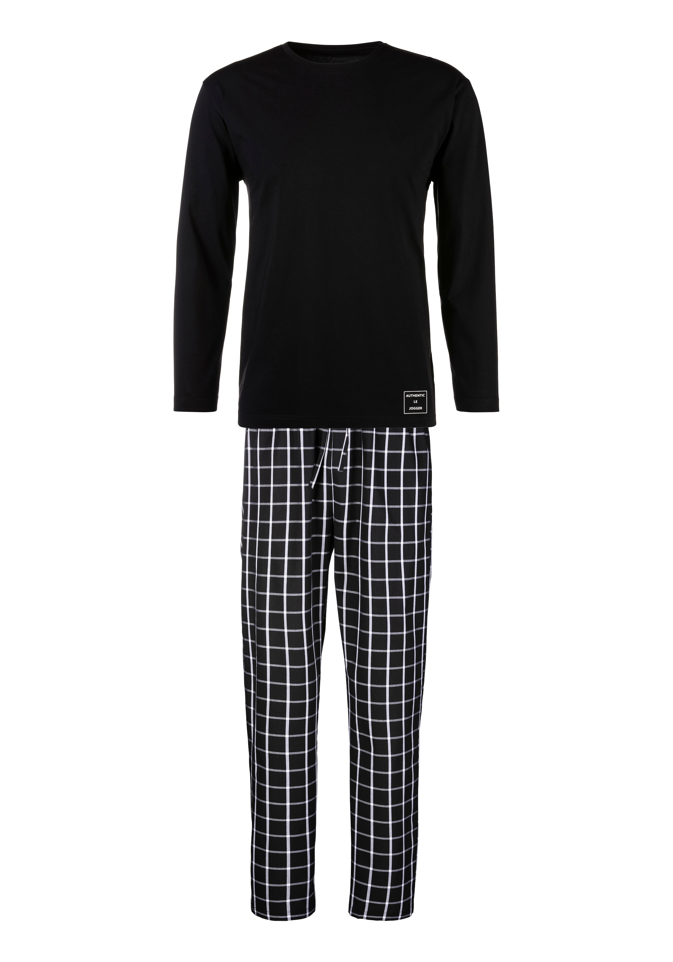 Mode Acheter en ligne AUTHENTIC LE JOGGER Pyjama, (2 tlg., 1 Stück), mit  karierter Webhose confortablement