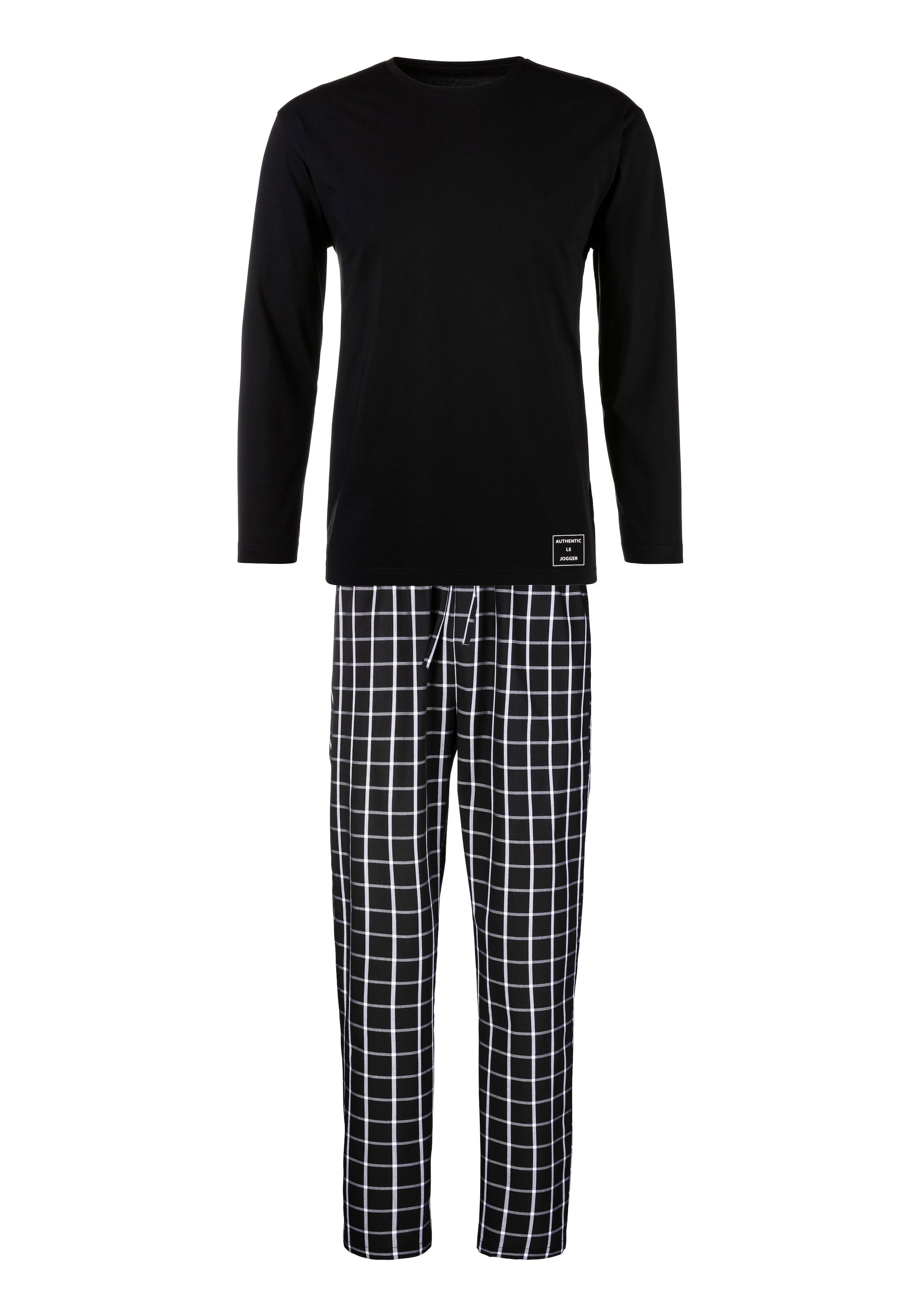 Image of AUTHENTIC LE JOGGER Pyjama 1 Stück, 2 tlg. Schlafanzug mit karierter Webhose