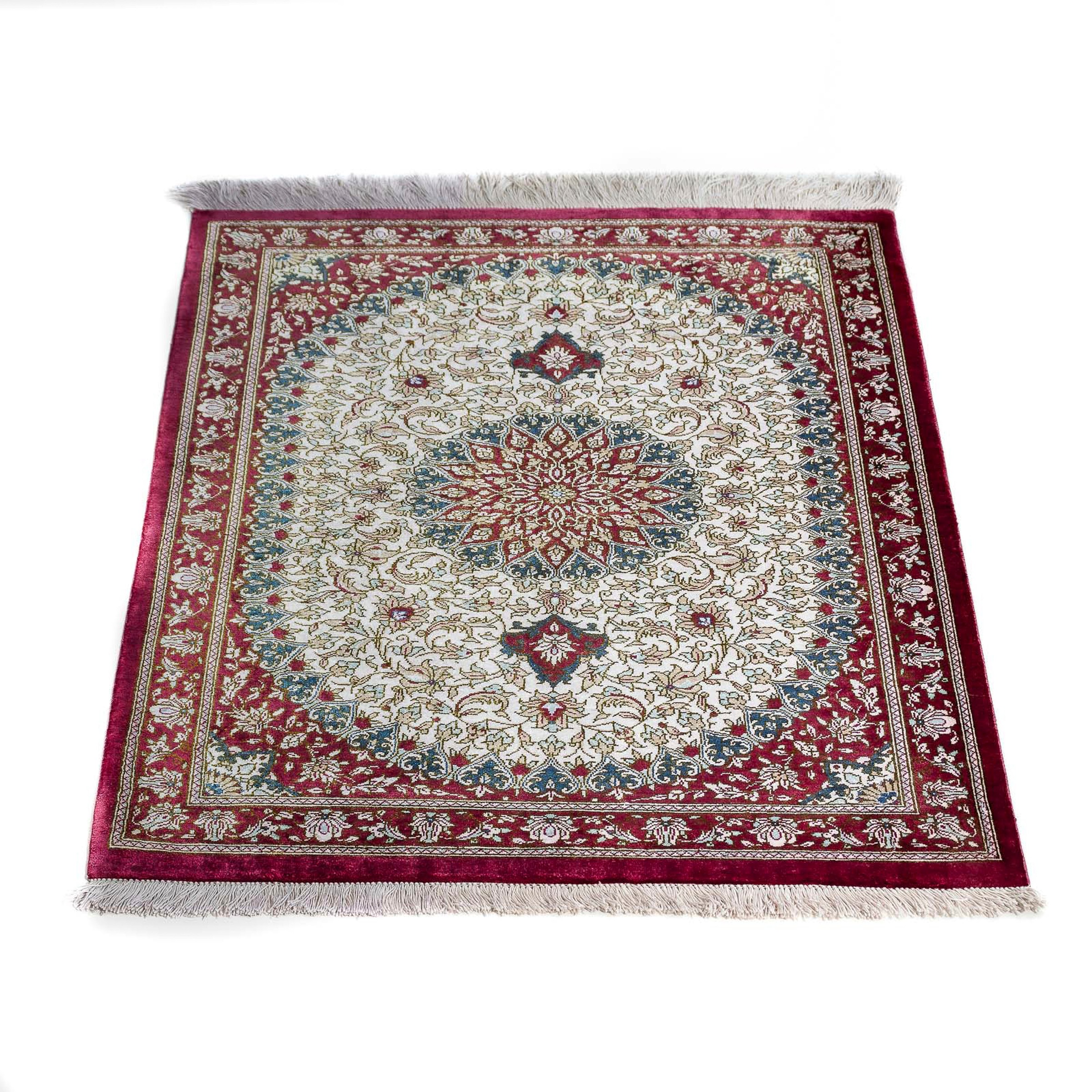Image of morgenland Orientteppich »Perser - Ghom - 78 x 60 cm - dunkelrot«, rechteckig, 10 mm Höhe, Wohnzimmer, Handgeknüpft, Einzelstück mit Zertifikat bei Ackermann Versand Schweiz