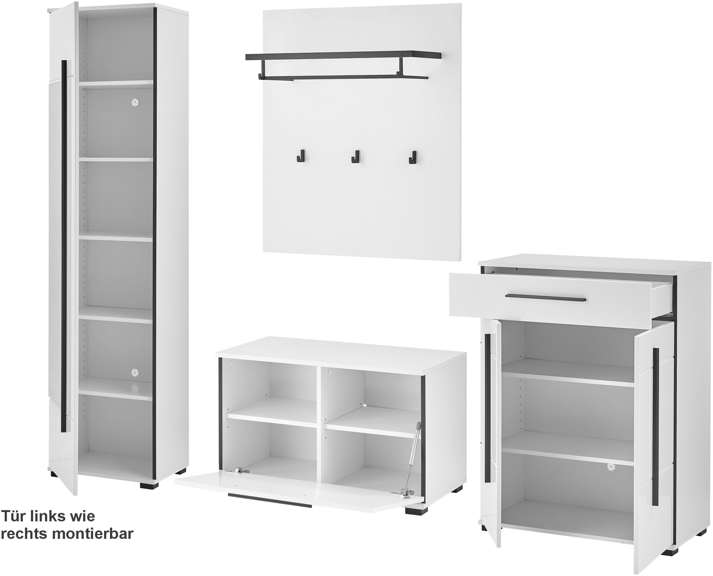 Home affaire Garderoben-Set »Cantara, moderne Garderobe, Komplettset mit viel Stauraum« Komplett-Set, 4 Stk. tlg.