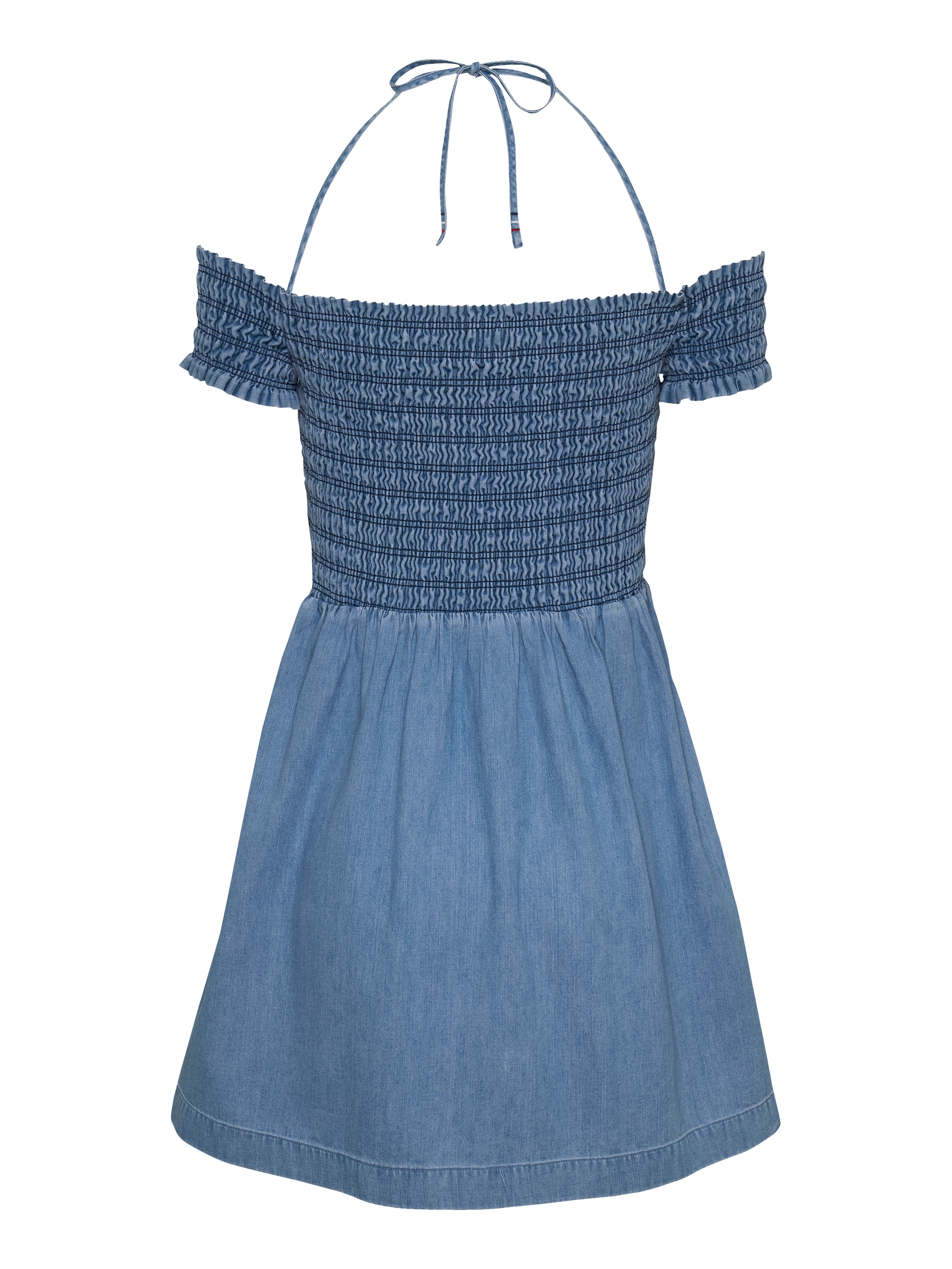 Tommy Jeans Midikleid »TJW CHAMBRAY FIT & FLARE DRESS«, mit Bindeband, in blauer Waschung