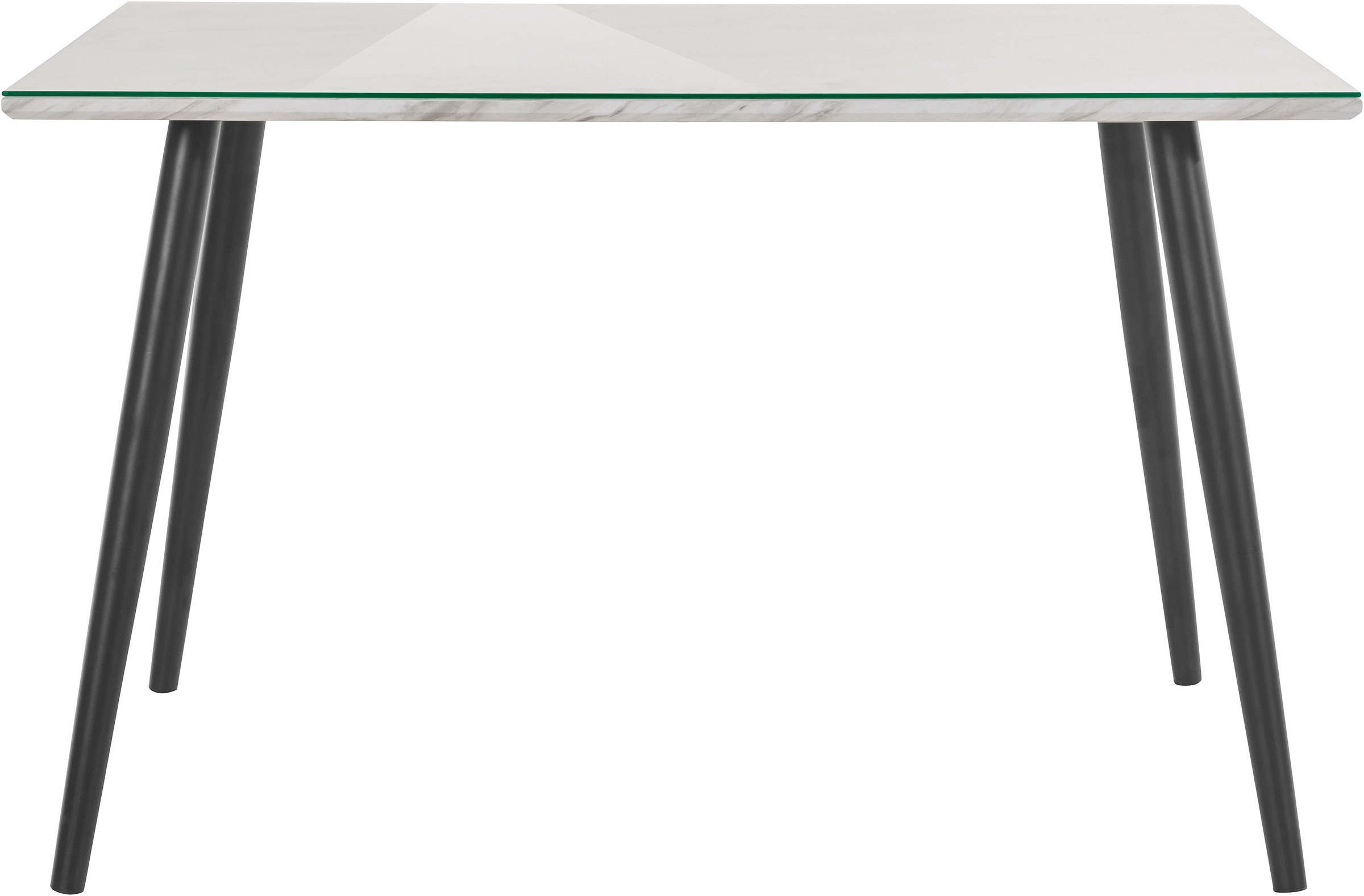 Image of Leonique Esstisch »Lovaria«, Tischplatte in einer pflegeleichten Marmoroptik, mit einer Glasplatte aus Sicherheitsglas, schwarzes Metallgestell, Höhe 75 cm bei Ackermann Versand Schweiz