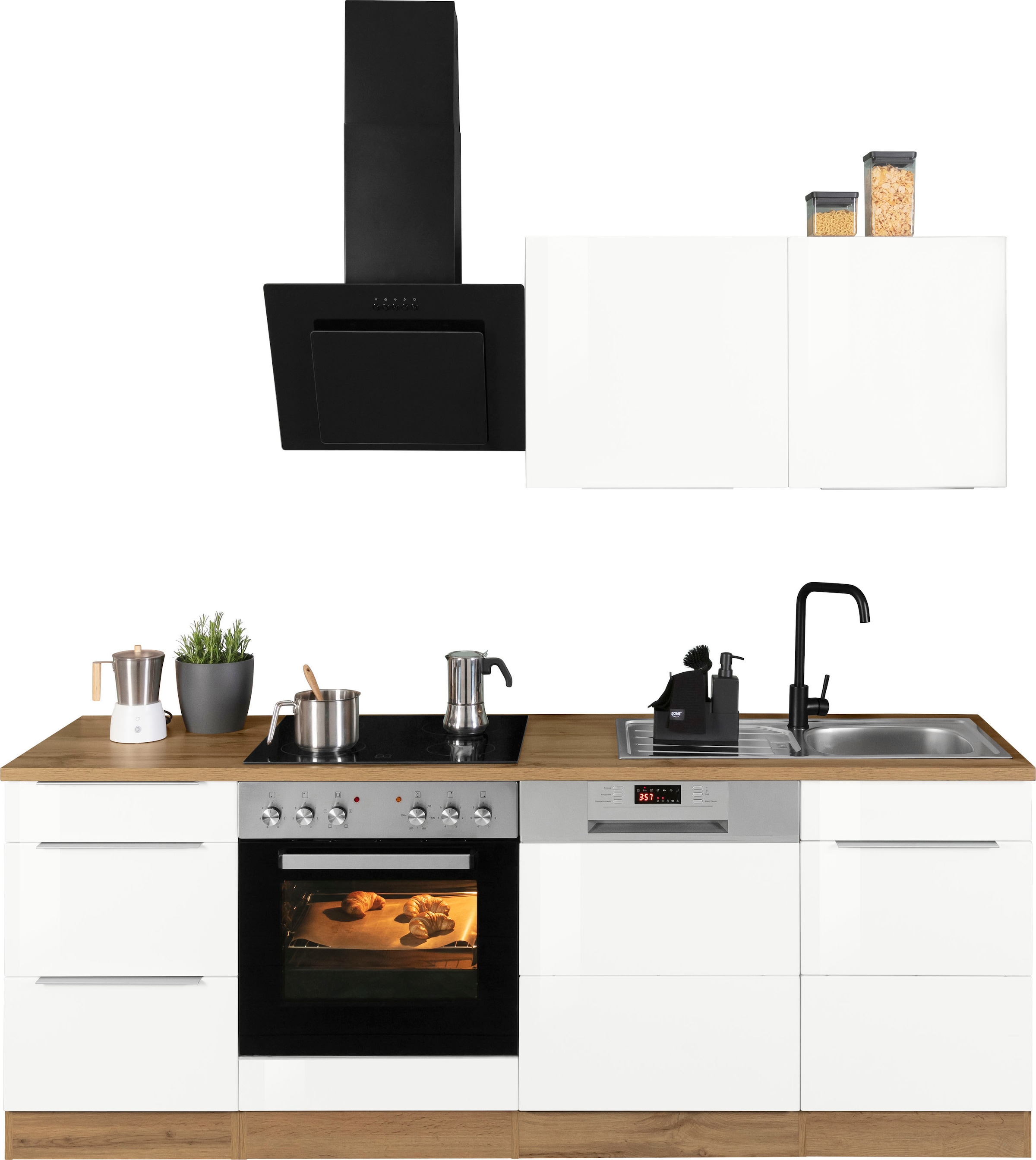 Image of KOCHSTATION Küchenzeile "KS-Brindisi" Breite 220 cm, wahlweise mit E-Geräten, mit MDF-Fronten
