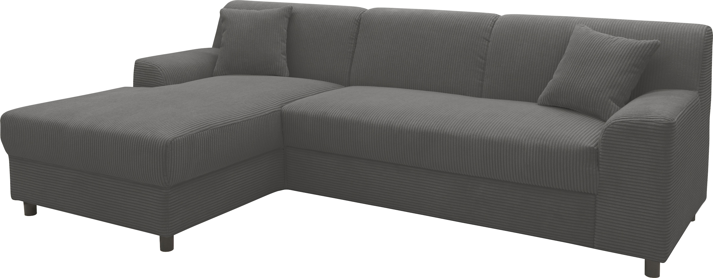 DOMO collection Ecksofa »Turah 2, L-Form, Cord oder Luxus-Microfaser, komfortabler Federkern«, B/T/H: 241/146/79 cm, incl. Zierkissen, wahlweise mit Bettfunktion