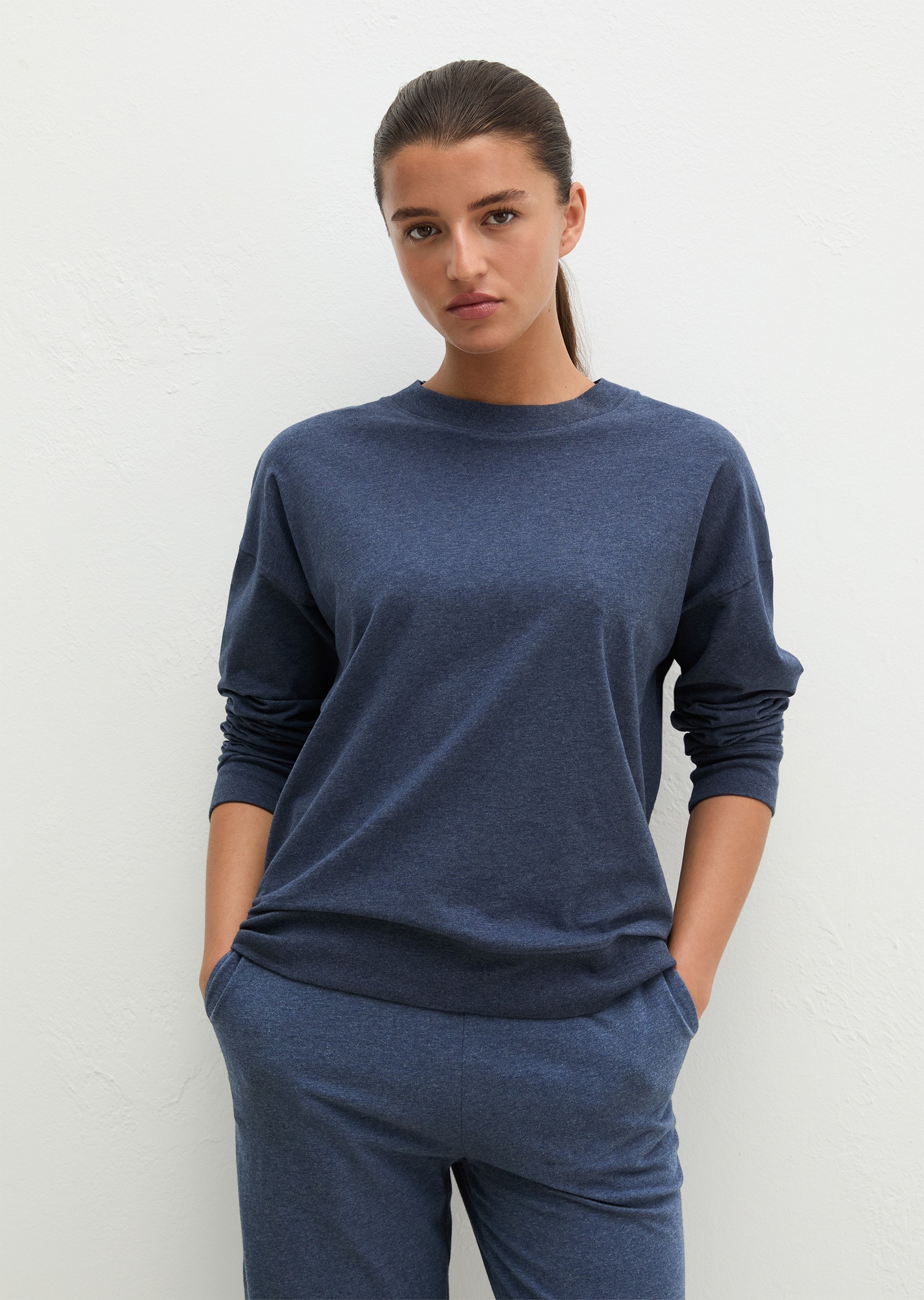Image of Marc OPolo Pyjamaoberteil lässige Passform, Langarm, für Homewear, aus Jersey, mit Rundhals