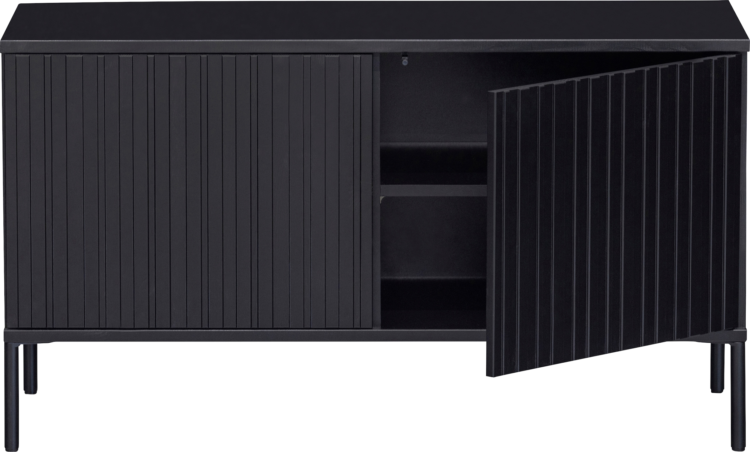 WOOOD Sideboard »New Gravure FSC® Mix holz mit Druckmechanismus H 56 x B 150 x T 44 cm« Kommode Höhe 56 cm, mit grafischen Relieftüren, viel Stauraum