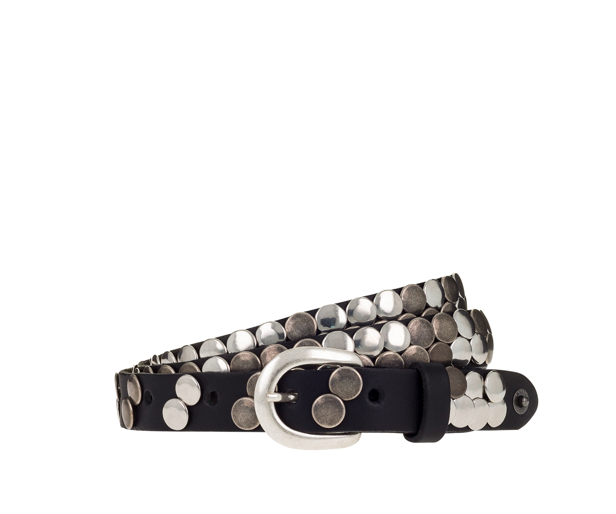 MUSTANG Ledergürtel Echtleder, mit Plattnieten verziert, einfache Dornschliesse