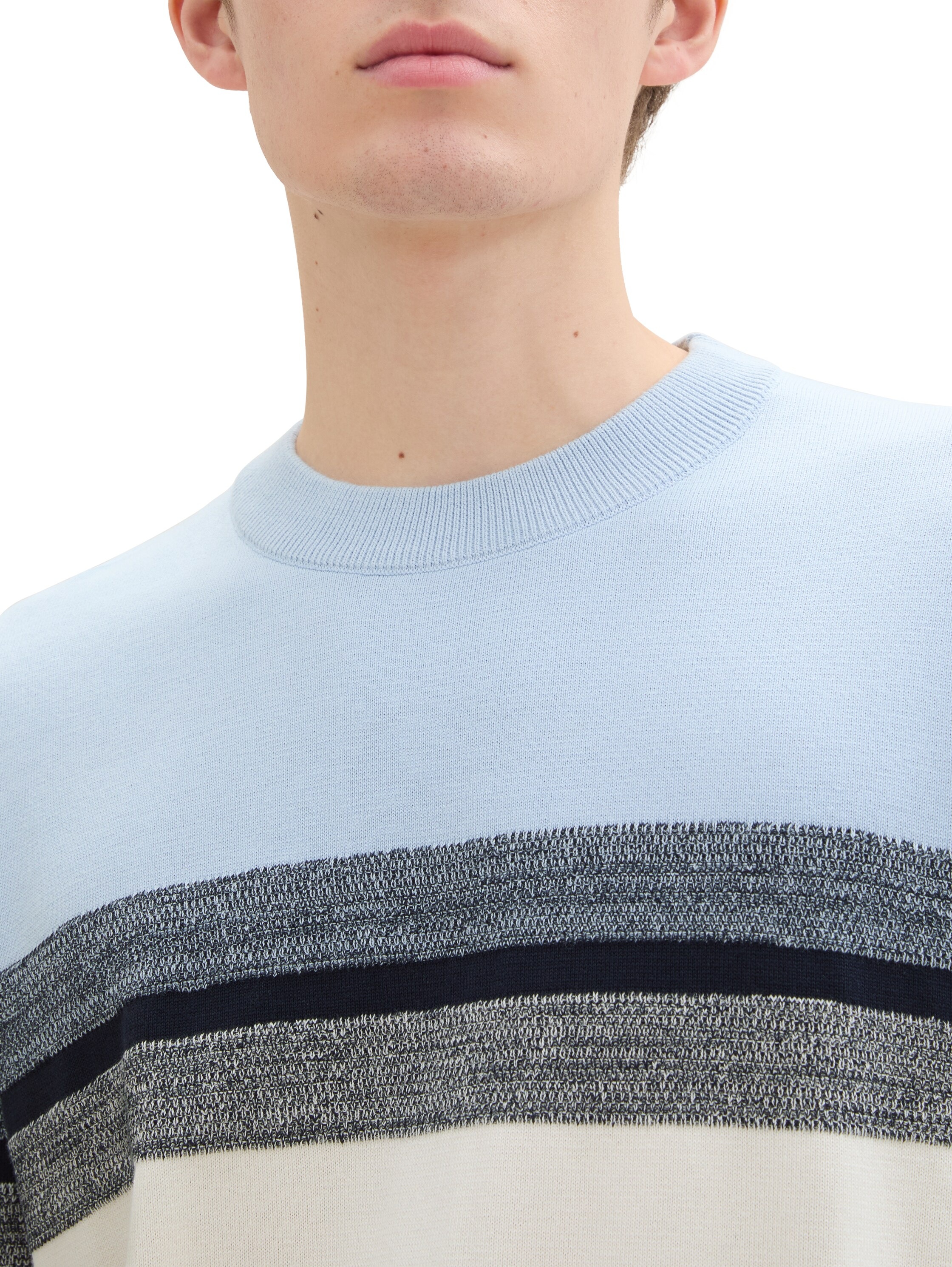 TOM TAILOR Denim Strickpullover, mit Blockstreifen