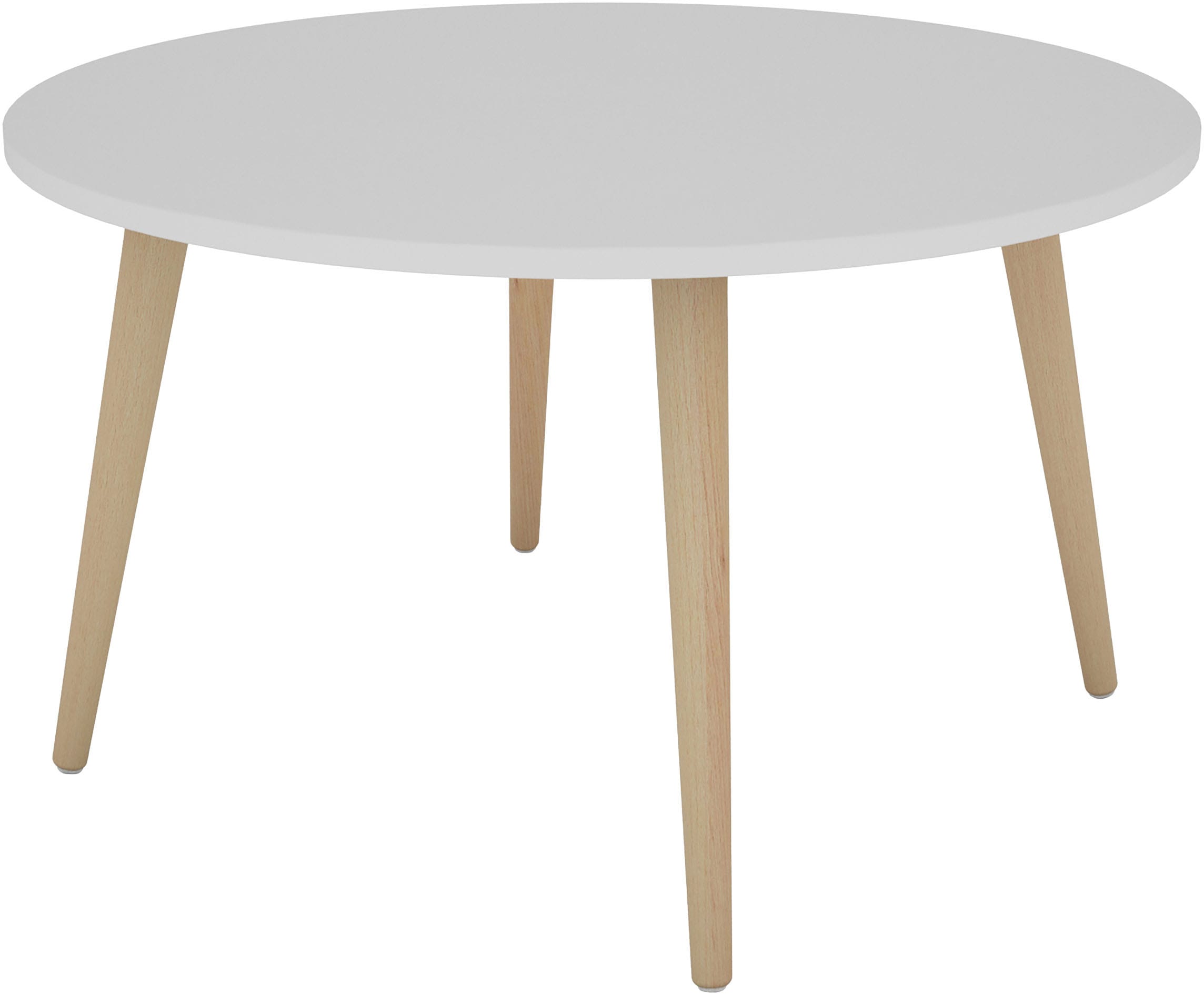 byLIVING Couchtisch »LASSE« Tischplatte weiss, Gestell Buche natur, Breite: 80 cm