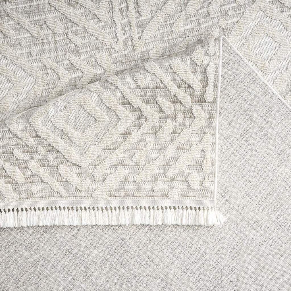 Carpet City Teppich »CLASICO 8926« rechteckig 11 mm Höhe Läufer, Kurzflor, Hochtief-Muster, Boho, Fransen, Wohnzimmer