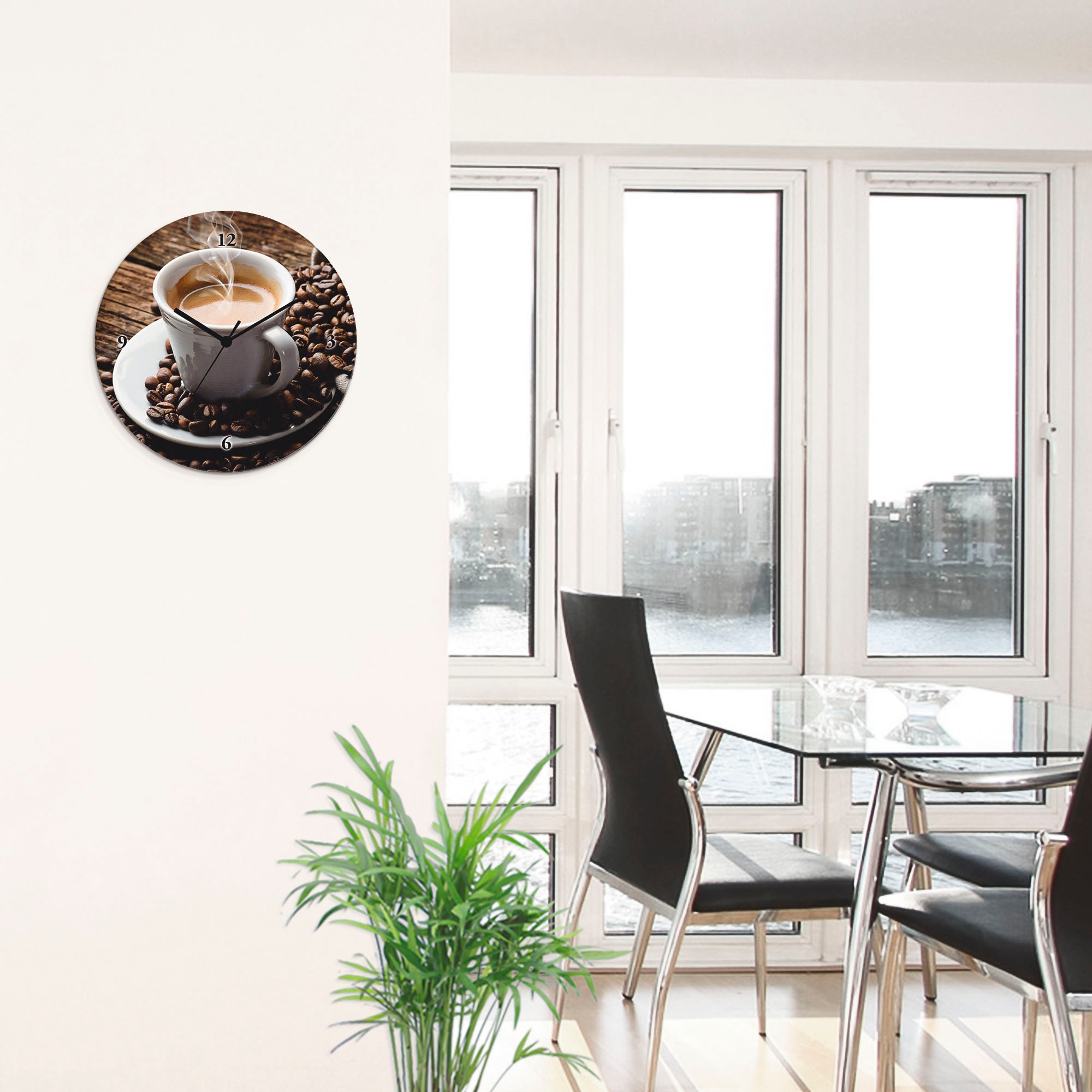 Artland Wanduhr »Heisser Kaffee - dampfender Kaffee«, wahlweise mit Quarz- oder Funkuhrwerk, lautlos ohne Tickgeräusche