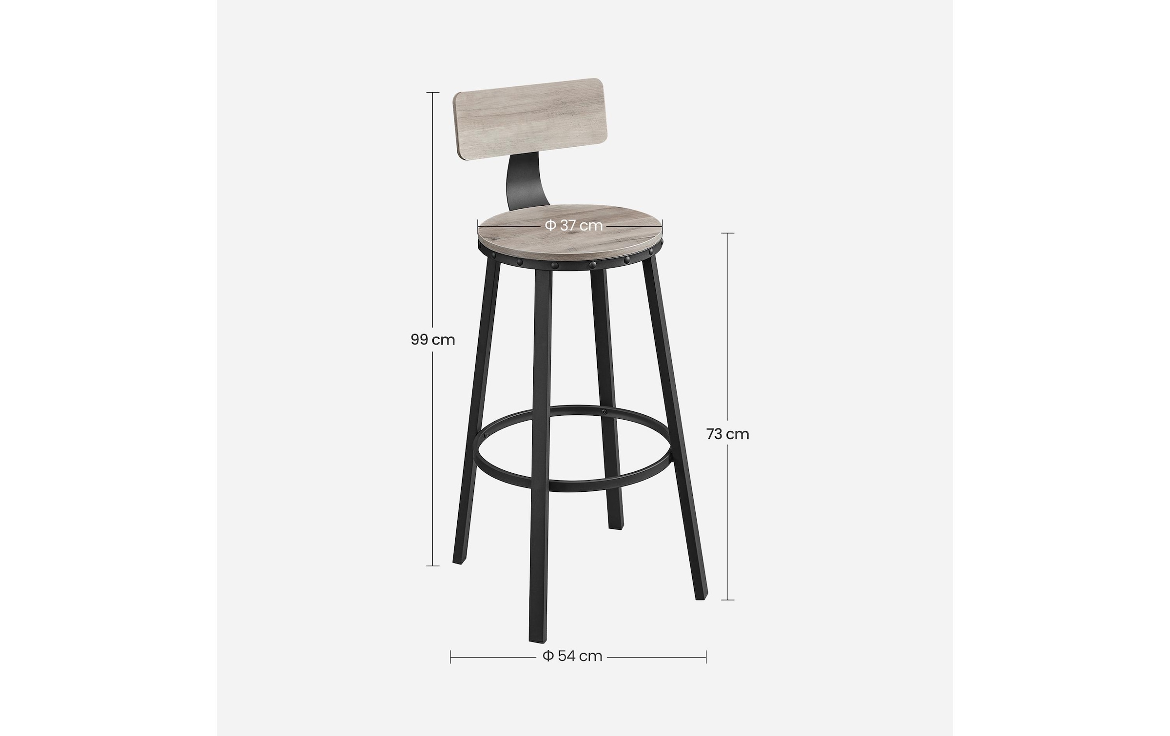 VASAGLE Tabouret de bar »2 Stück 54.5 x 99.8 cm« 2 cuis tlg.