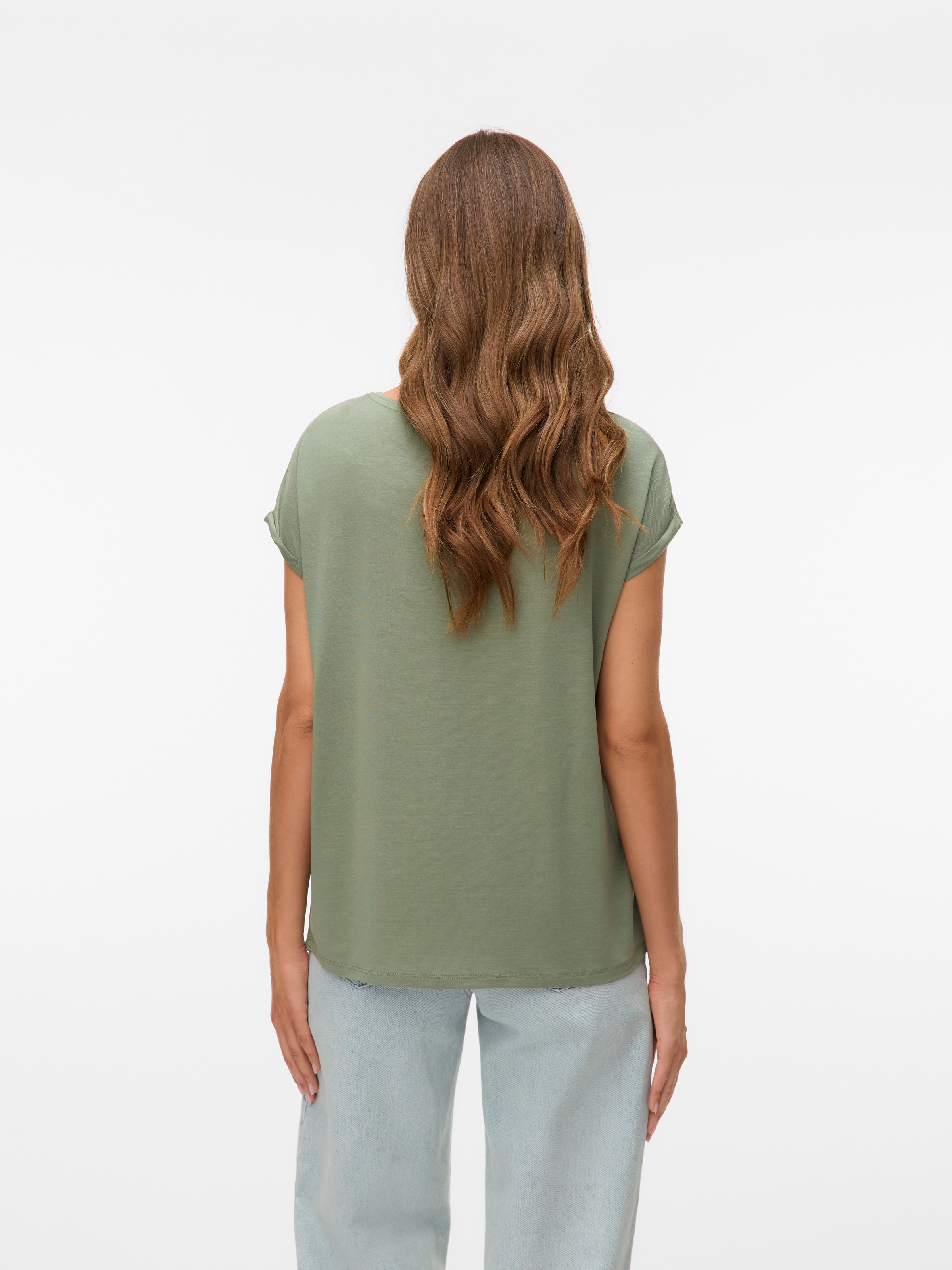 Vero Moda Rundhalsshirt »VMAVA PLAIN SS TOP GAJRS NOOS«