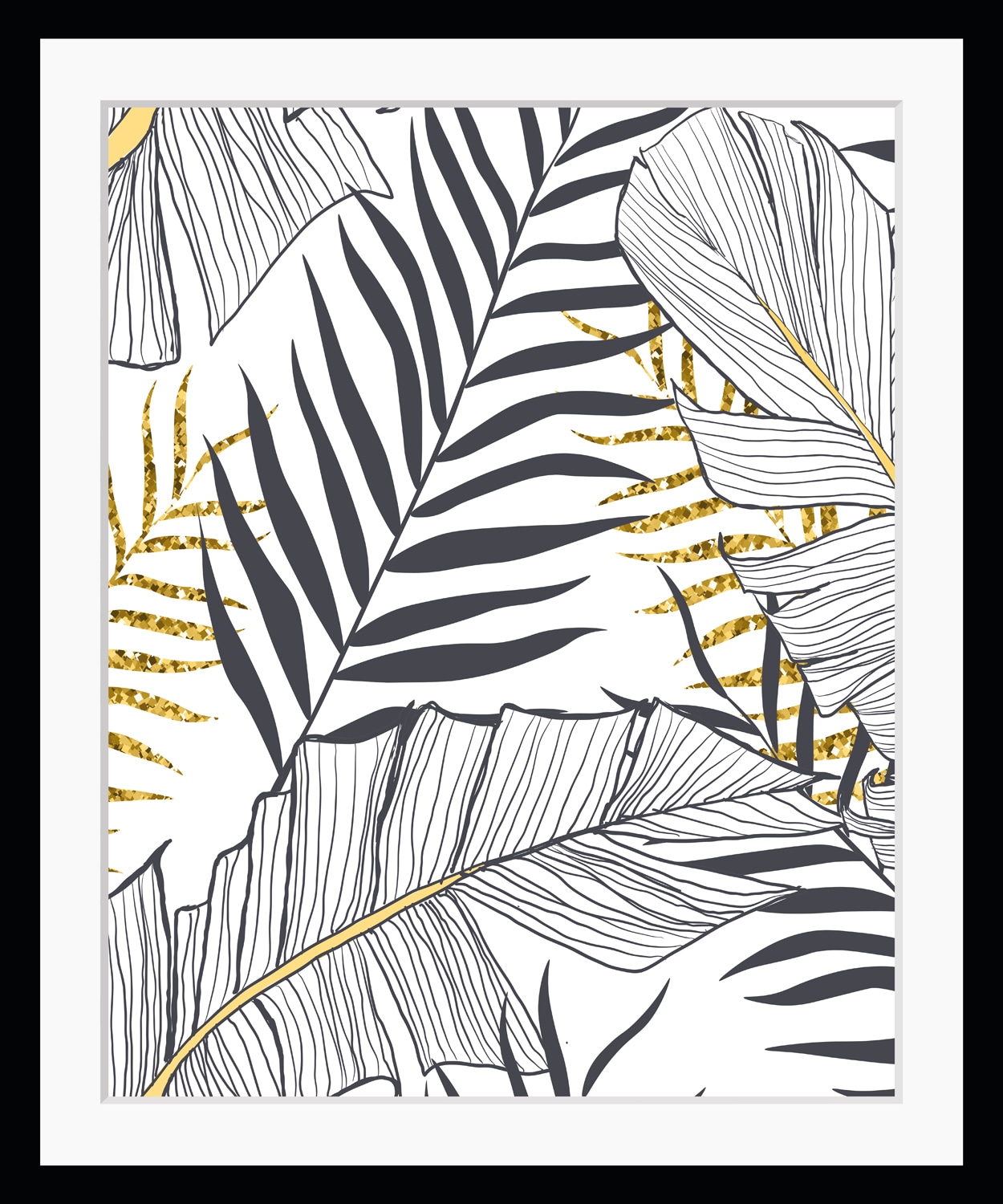 Image of queence Bild "Aneshka" Blätter Kunst Modern Pflanzen HD Premium Poster-Druck inkl. Holzrahmen