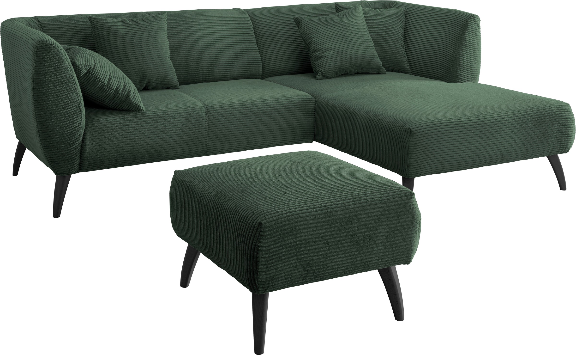 INOSIGN Ecksofa »Colori L-Form«, Holzfussfarbe wählbar, inkl. 4x Zierkissen