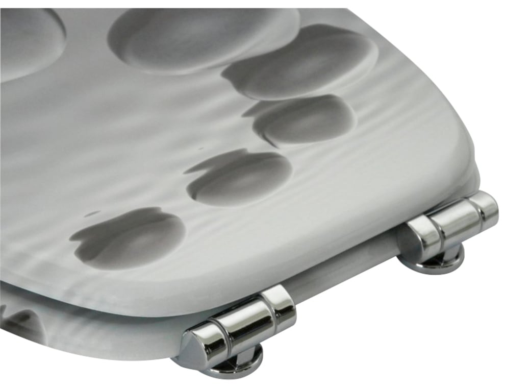 Sanilo Set d'accessoires de salle de bain »Black Stones« bestehend aus WC-Sitz, Badteppich, Stöpsel, Seifenspender, WC-Bürste