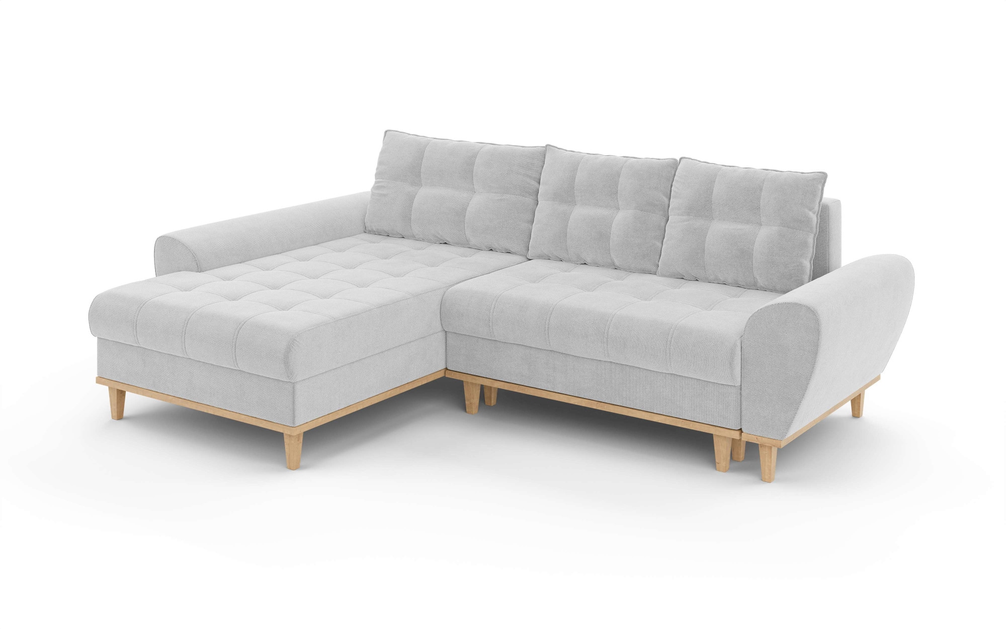 Home affaire Ecksofa »Ahrdorf mit Bettfunktion und Bettkasten, Masse: B/H/T 268/86/175 cm«, L-Form mit 3 Rückenkissen und moderne gerundete Armlehnen