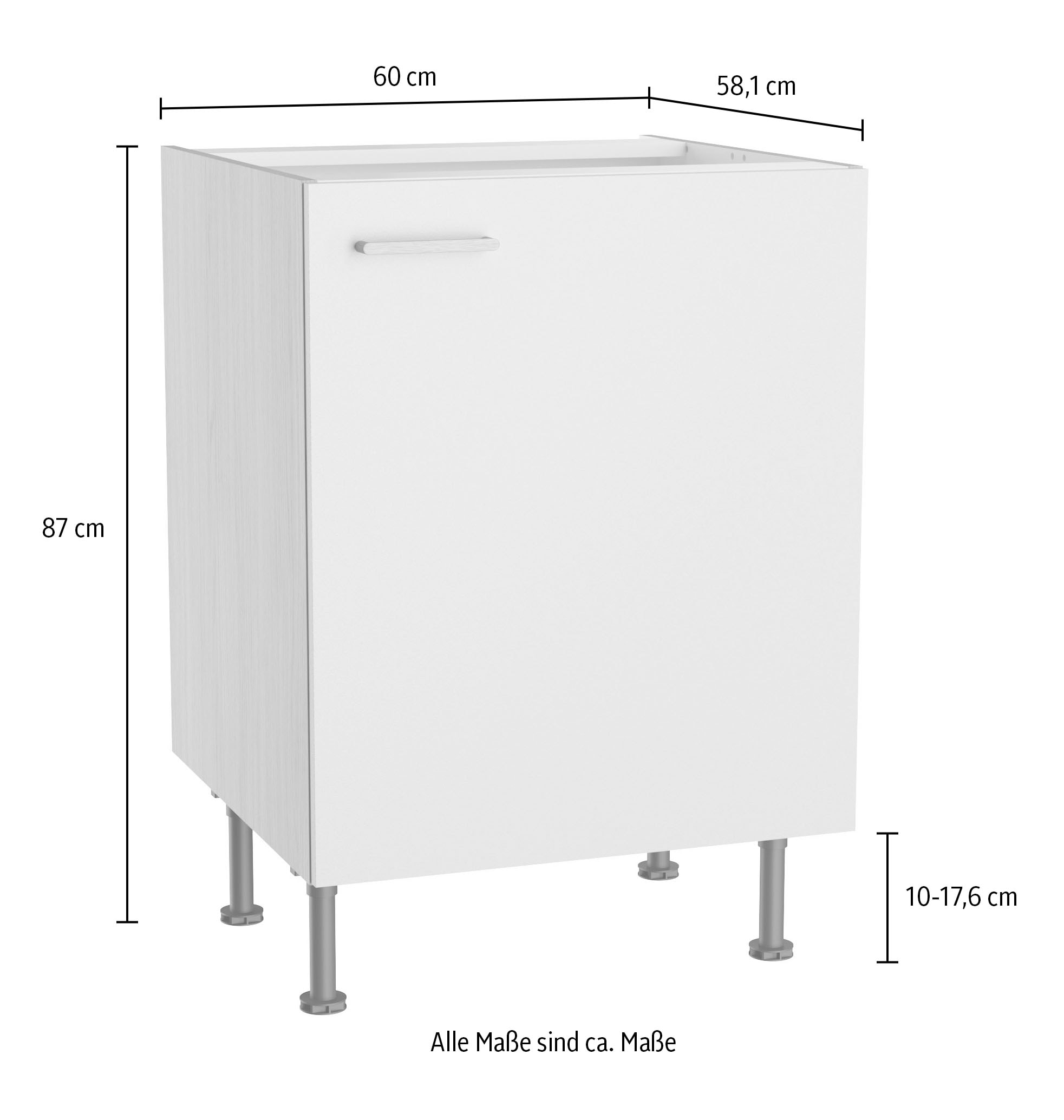 KOCHSTATION Armoire basse »KS-Lucy« Breite 60 cm, mit 1 Tür, 1 Einlegeboden, Soft-Close, verstellbare Füsse