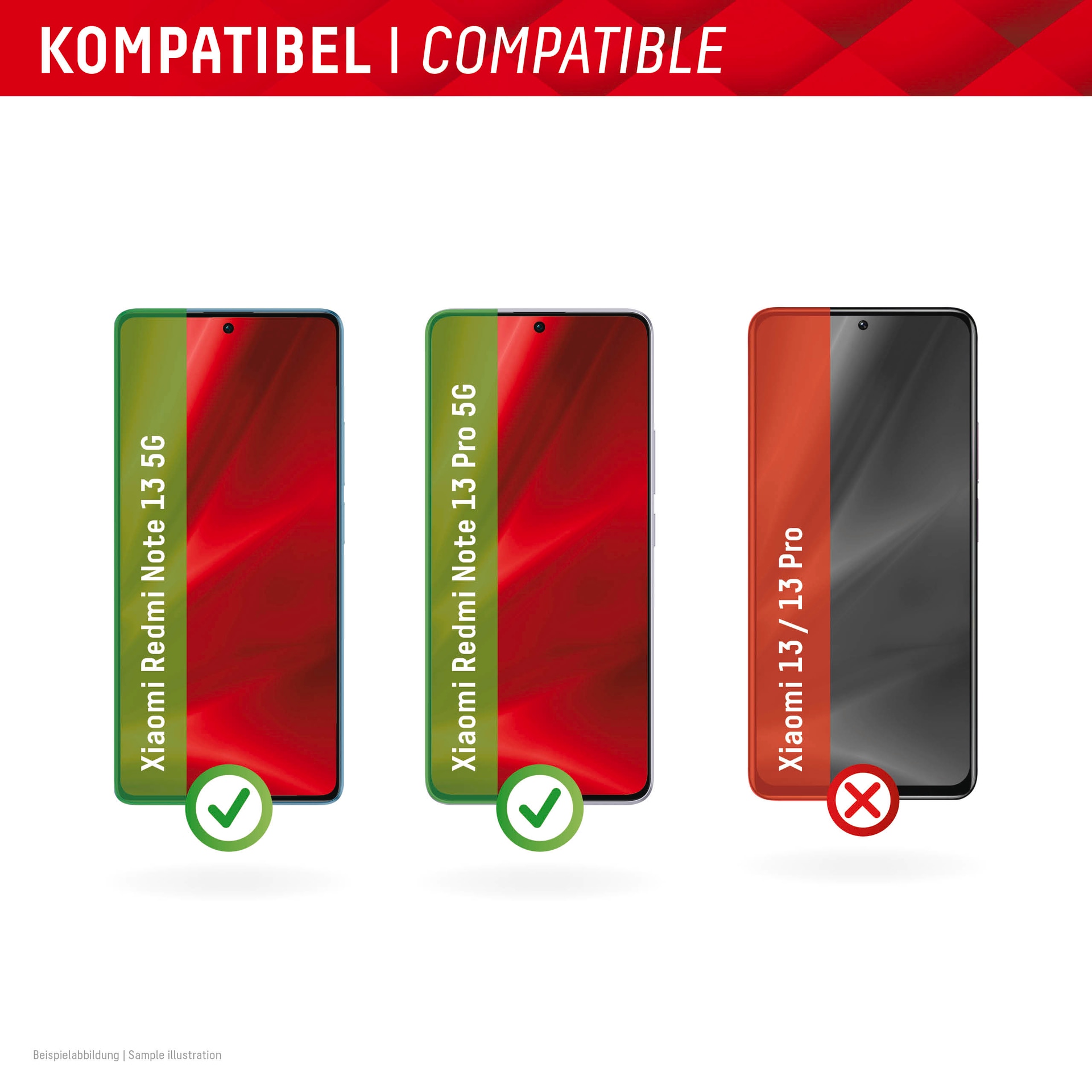 Displex Displayschutzglas »Real Glass«, für Xiaomi Redmi Note 13 5G-Xiaomi Redmi Note 13 Pro 5G, (1 St.), Bildschirmschutz, Displayschutzfolie,Einfach anbringen,kratz-&stossfest