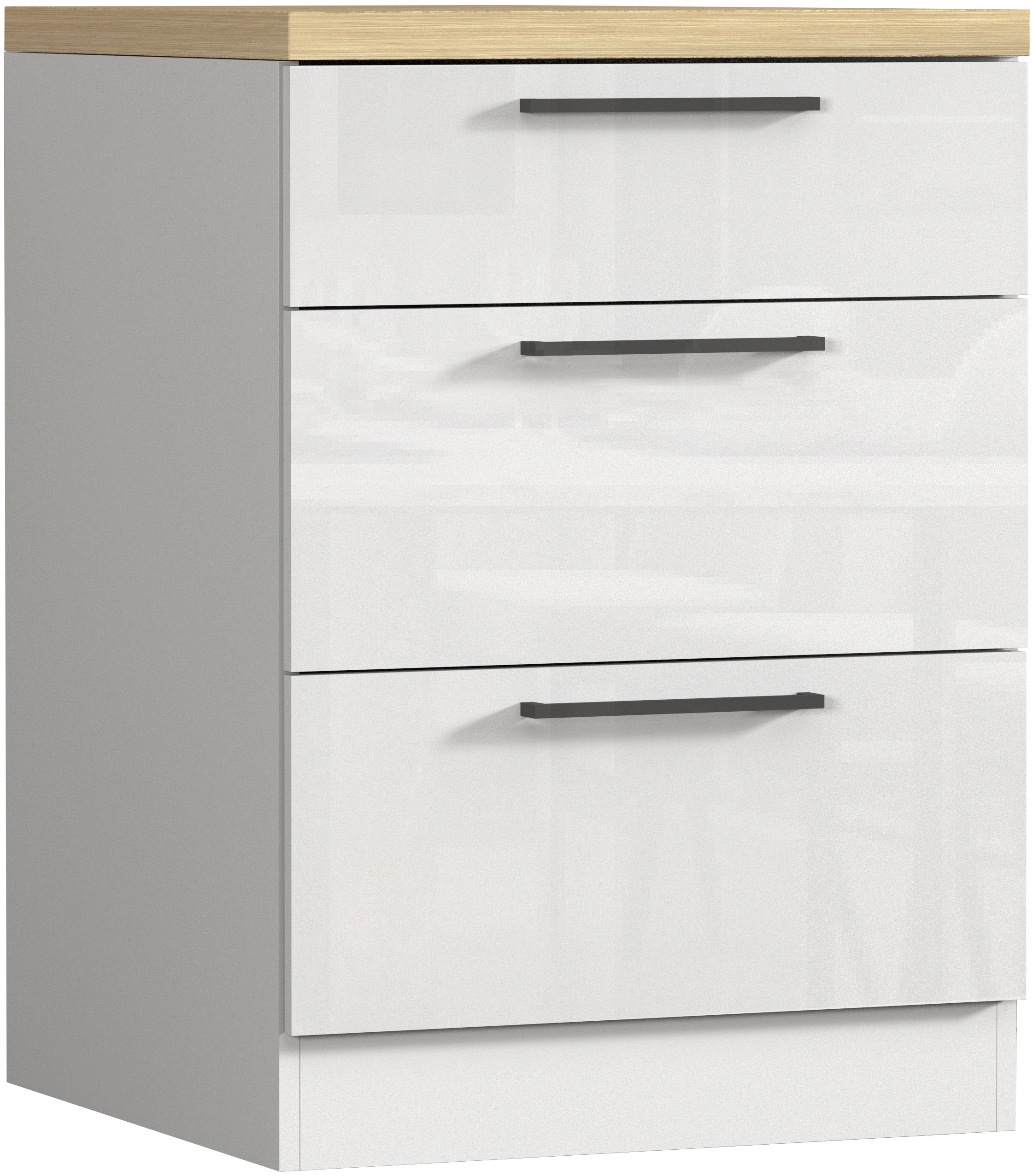 Image of KOCHSTATION Unterschrank "Luna, Küchenunterschrank, Unterschrank mit Schubladen, Made in Italy" B/T/H: 60 × 60 × 85 cm, mit 3 Schubkästen, 3,5 cm starke Oberplatte