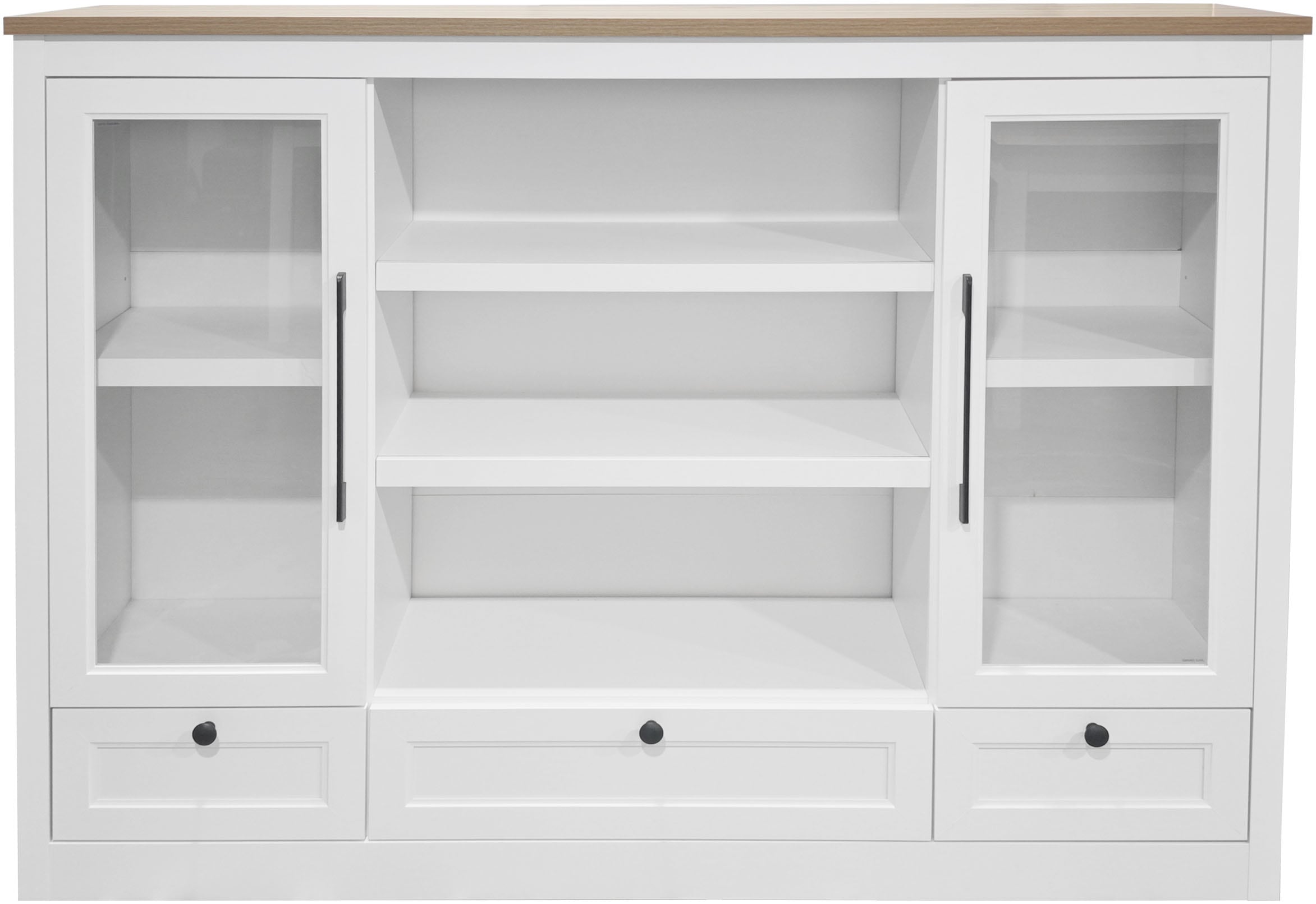 GOODproduct Highboard »Ismund« aus MDF, mit Holz-Zierleiste, schwarzen Metallgriffen, Höhe 121 cm