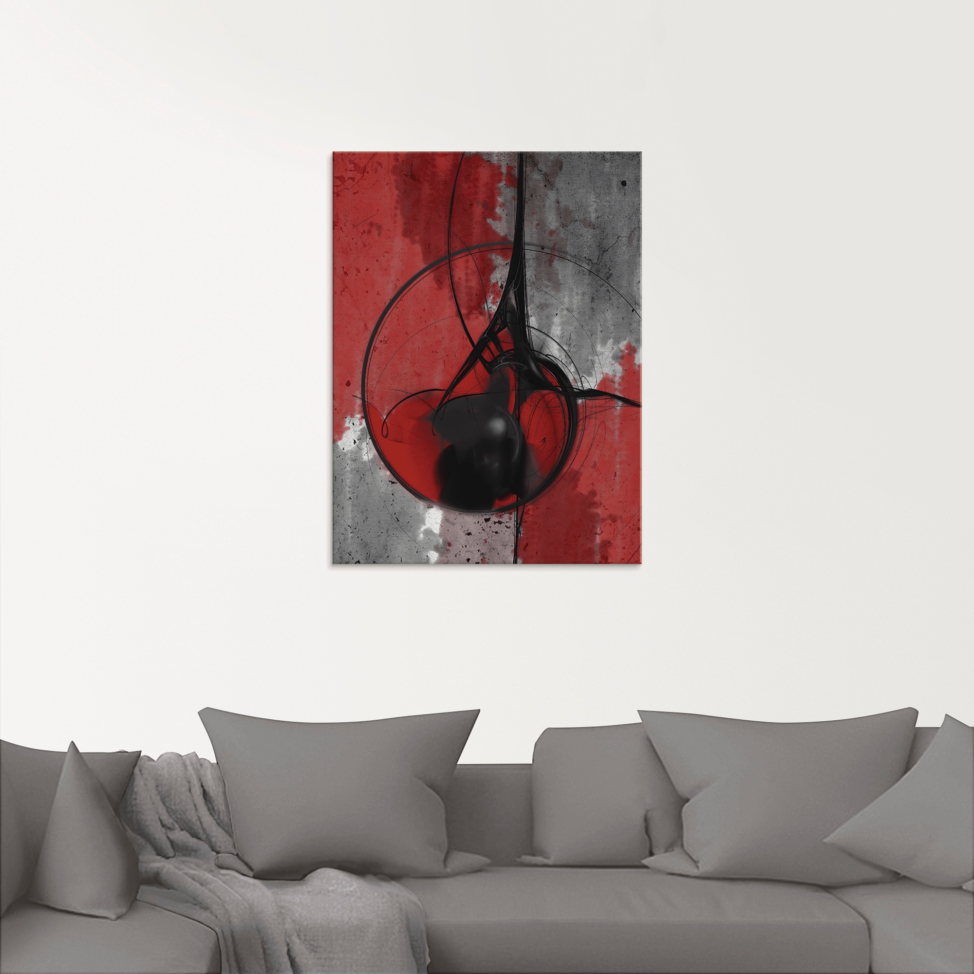 Artland Glasbild »Abstrakt in rot und schwarz«, Gegenstandslos, (1 St.), in verschiedenen Grössen