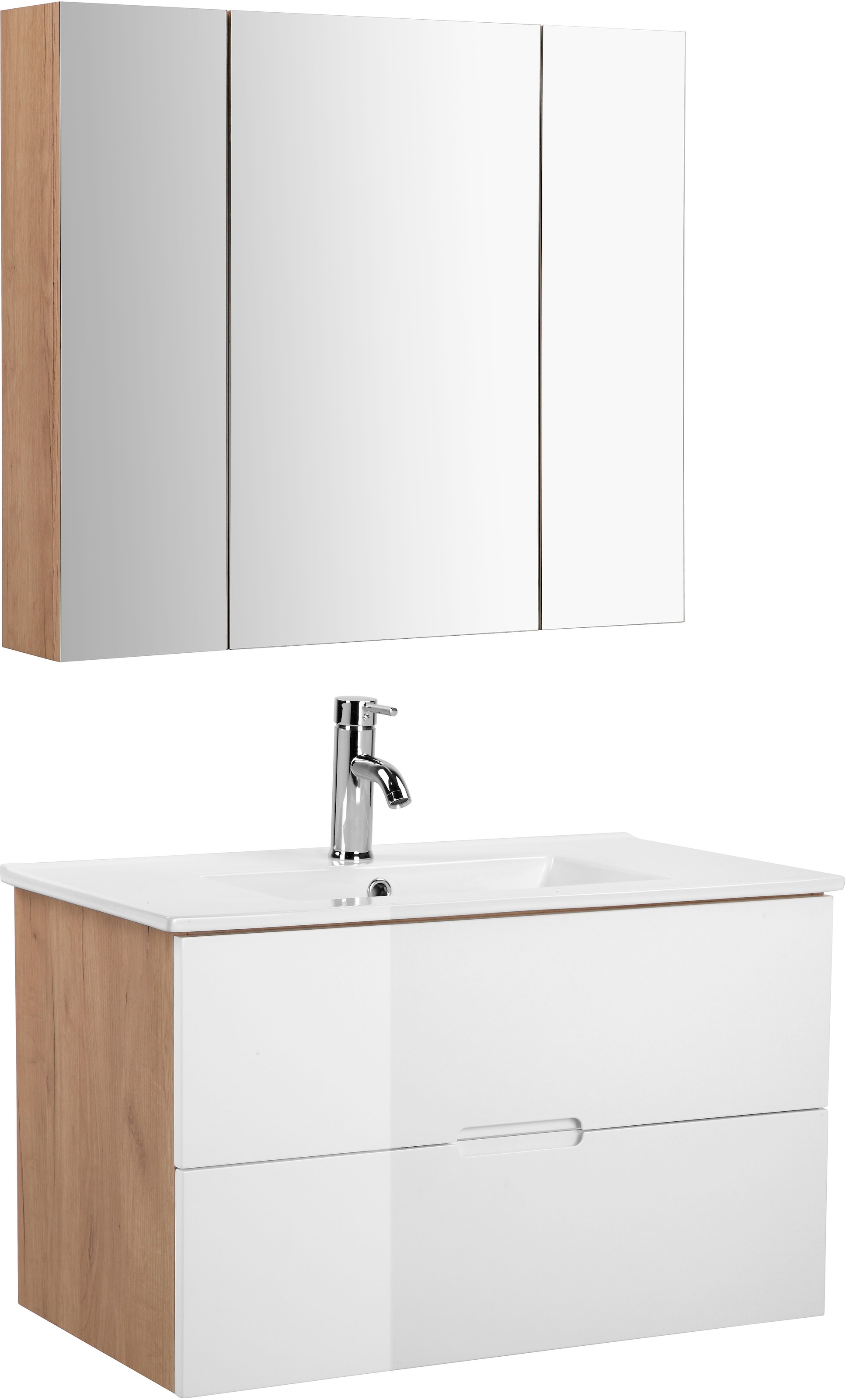 Image of welltime Badmöbel-Set "Lund Badmöbel Set Badschrank Badezimmerset" 3 Stk. tlg.