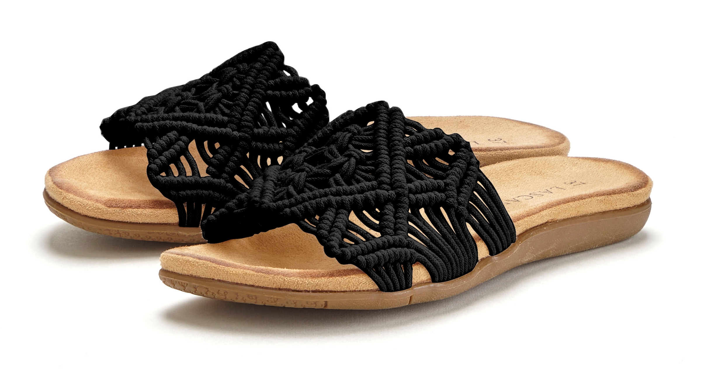 Image of LASCANA Pantolette "Sommerschuh, offener Schuh, Mule, Sandale," mit modischem Häkelmuster VEGAN