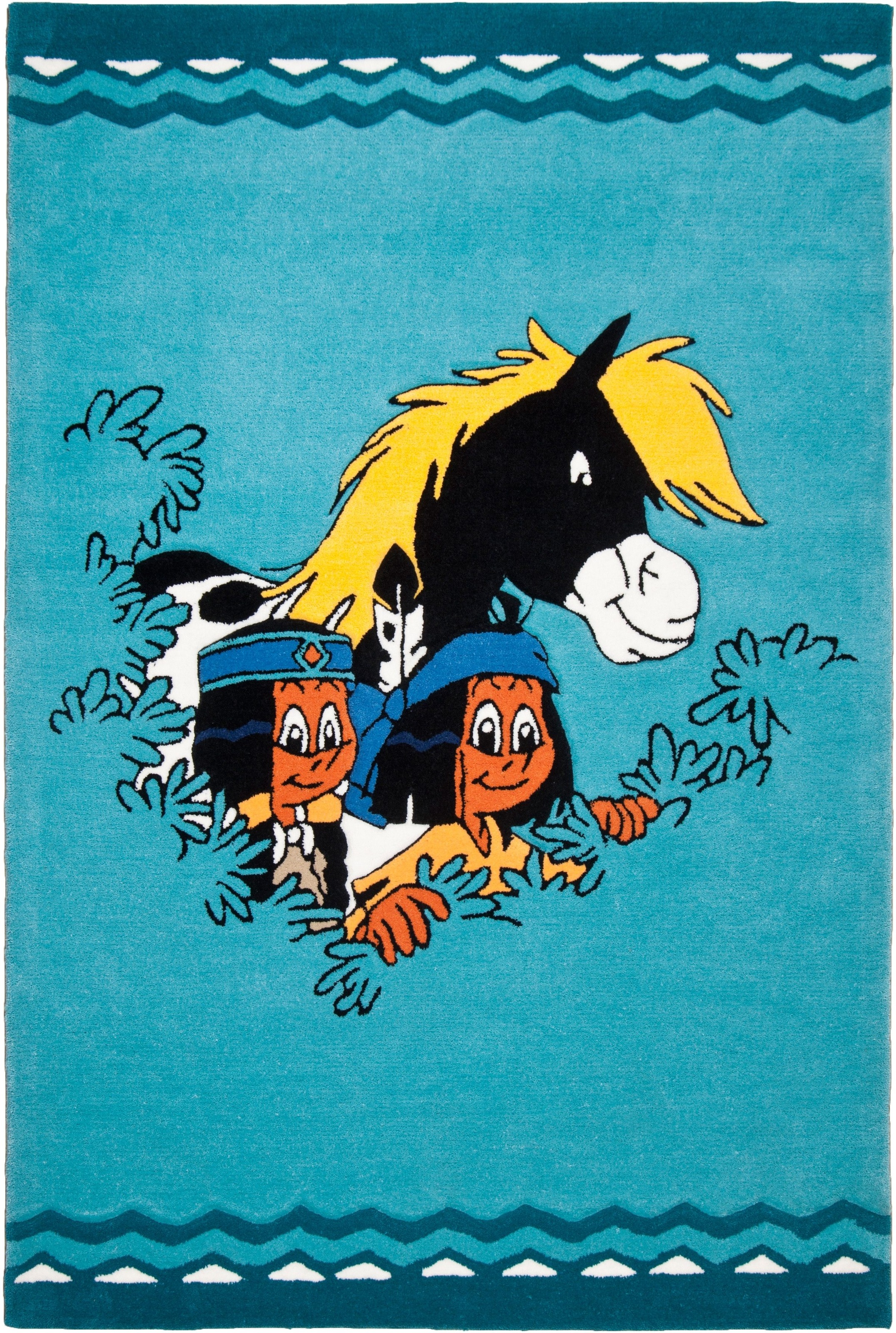 Image of YAKARI Kinderteppich »Die besten Freunde«, rechteckig, 15 mm Höhe, handgearbeiteter Konturenschnitt, Kinderzimmer bei Ackermann Versand Schweiz