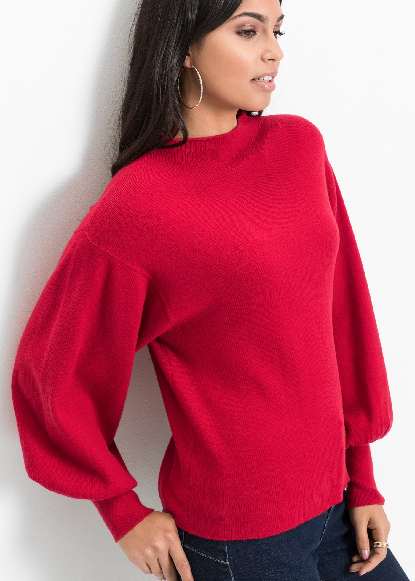 Image of bonprix Strickpullover "Oversize-Pullover aus Viskose-Mix" mit Ballonärmeln, unifarben