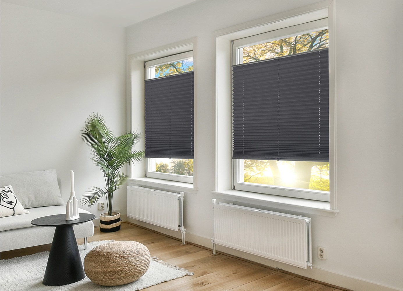 GOODproduct Plissé »LAHOLM UNI DARK« verdunkelnd Aucun perçage requis sous tension verdunkelnd, Klemmträger in Unifarben passend zum Plissee -NEUHEIT