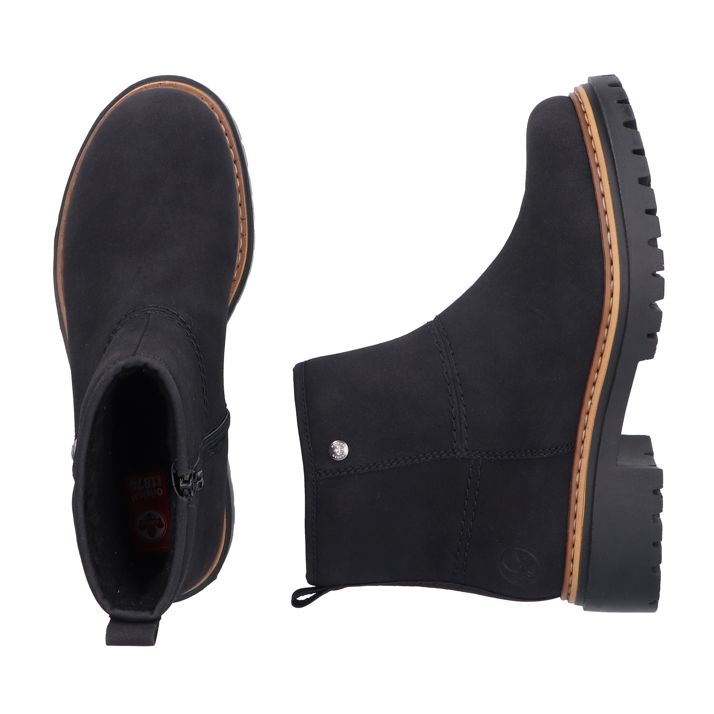 Rieker Winterstiefelette, Winterboots, Ankleboots, Profilsohle, mit Innenreissverschluss