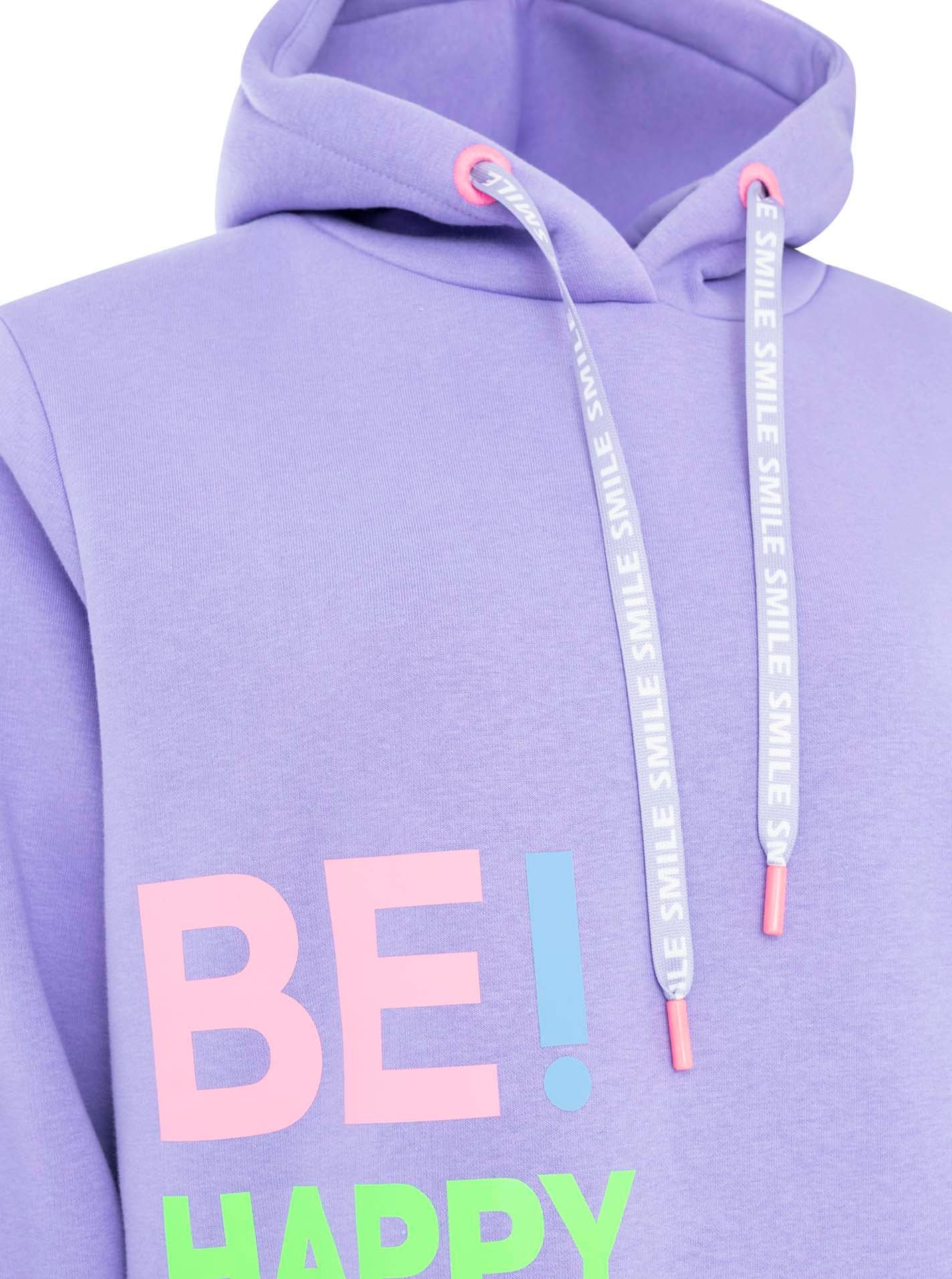Zwillingsherz Hoodie »"Be Happy!"«, poignets rayés, impression sur la poitrine, capuche, poche kangourou
