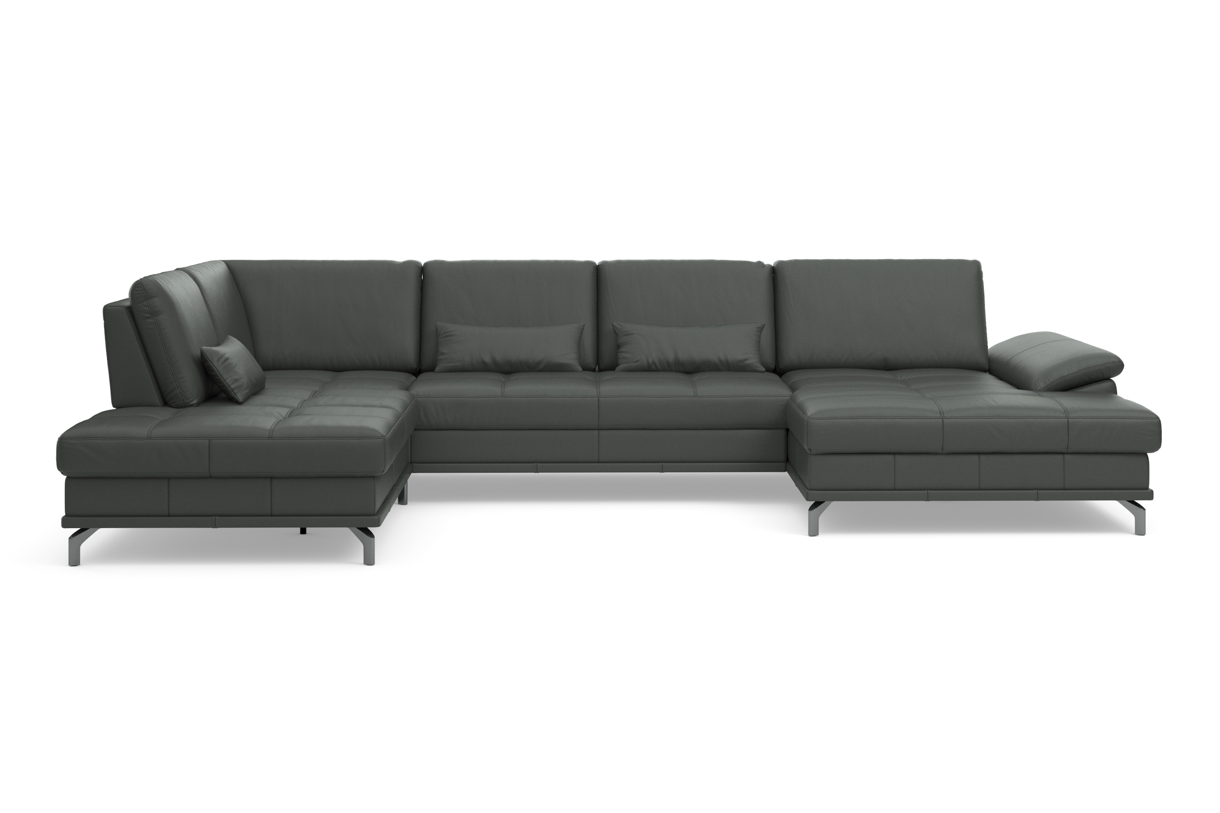 GOODproduct Wohnlandschaft »Costello U-Form, Sitztiefen- & Armteilverstellung, 3 Nierenkissen« optional Schlaffunktion & Stauraum, Federkern, Leder