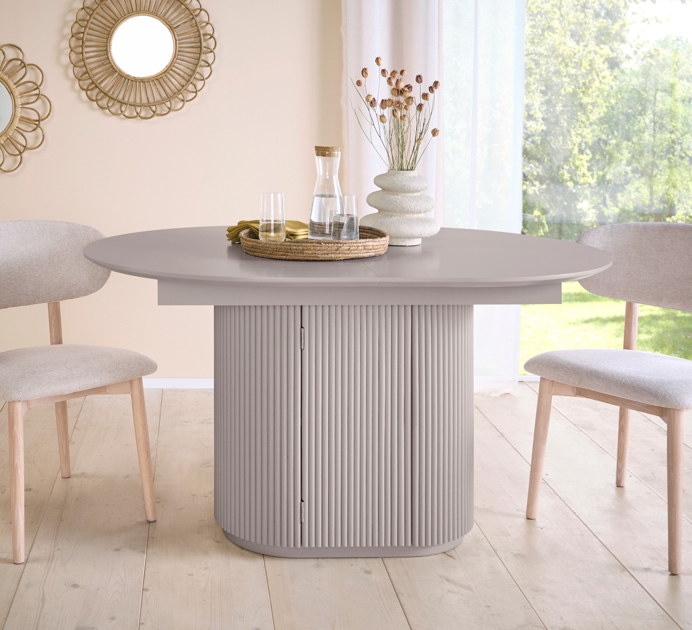 homsy by Ana Johnson Table de salle à manger »Storvia« extensible jusqu'à 180 cm, avec rangement pratique