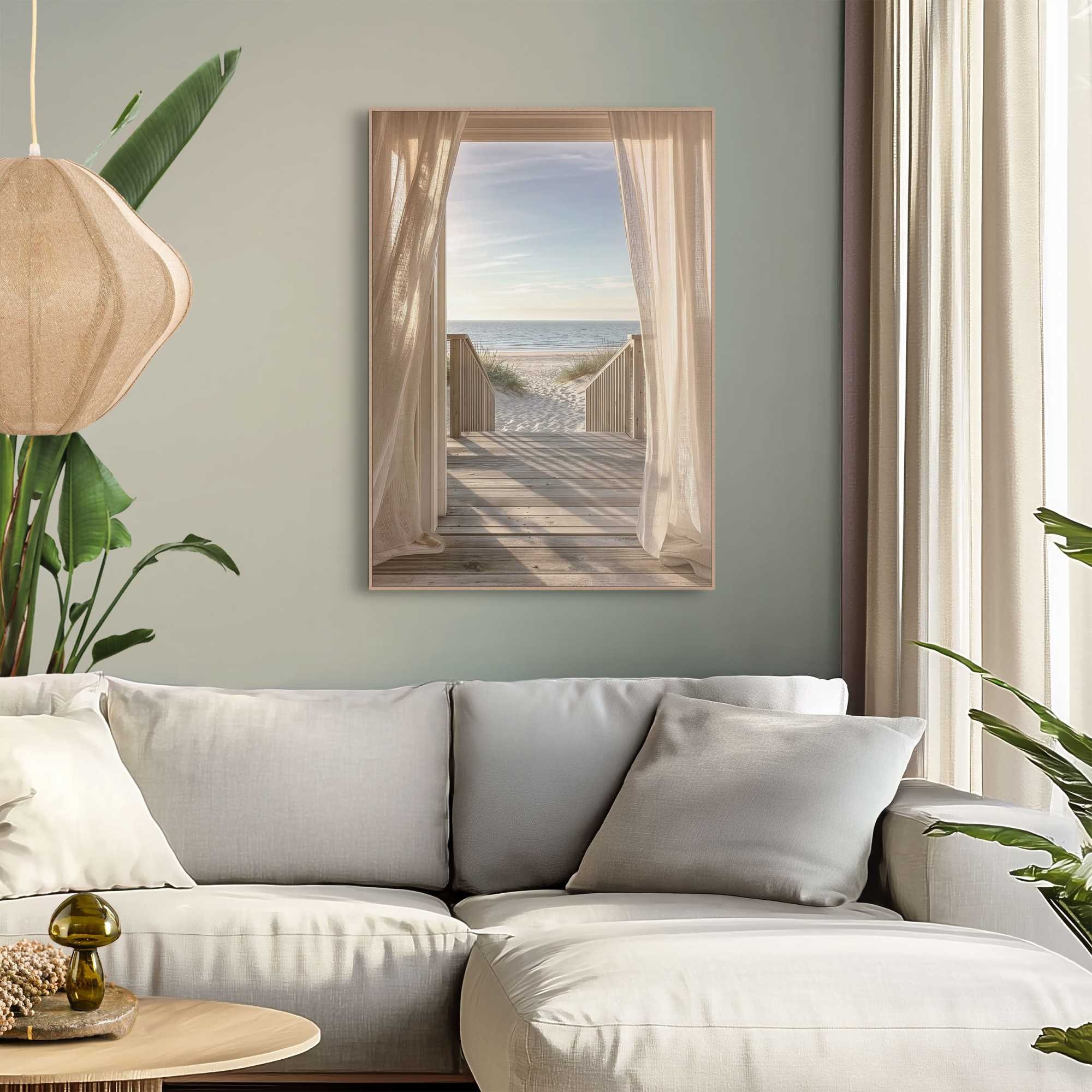 Image of Reinders Bild mit Rahmen "Strandweg" Landschaften 1 Stk. tlg. Hobbyraum - Beige - MDF - Strand - 50x70 cm
