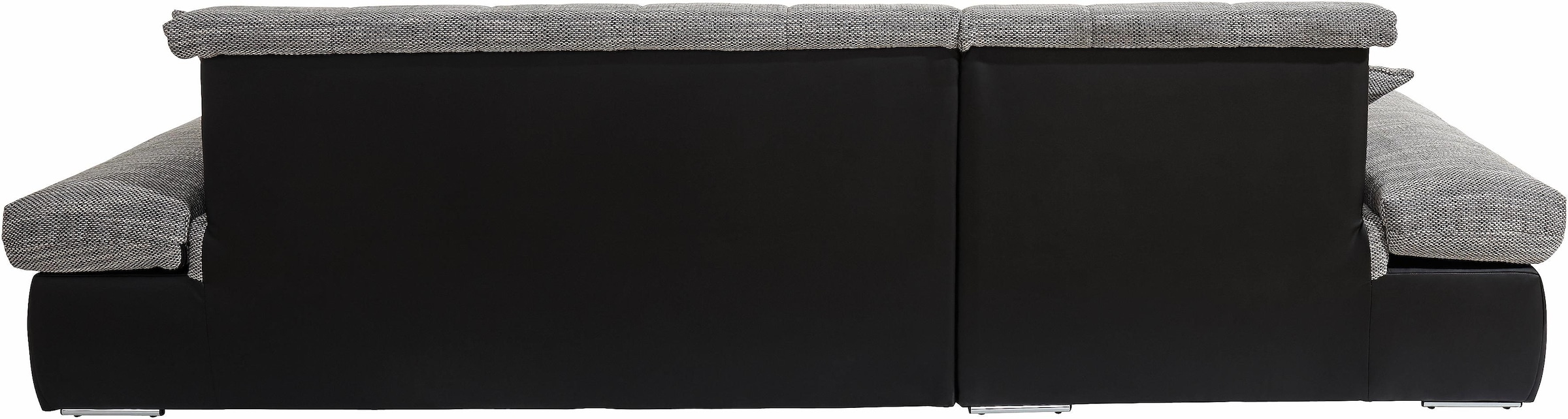 DOMO collection Ecksofa »Moric, L-Form, XXL-Sofa - Breite 300cm«, wahlweise mit Bettfunktion und Armteilverstellung, schwarz-weiss-grau