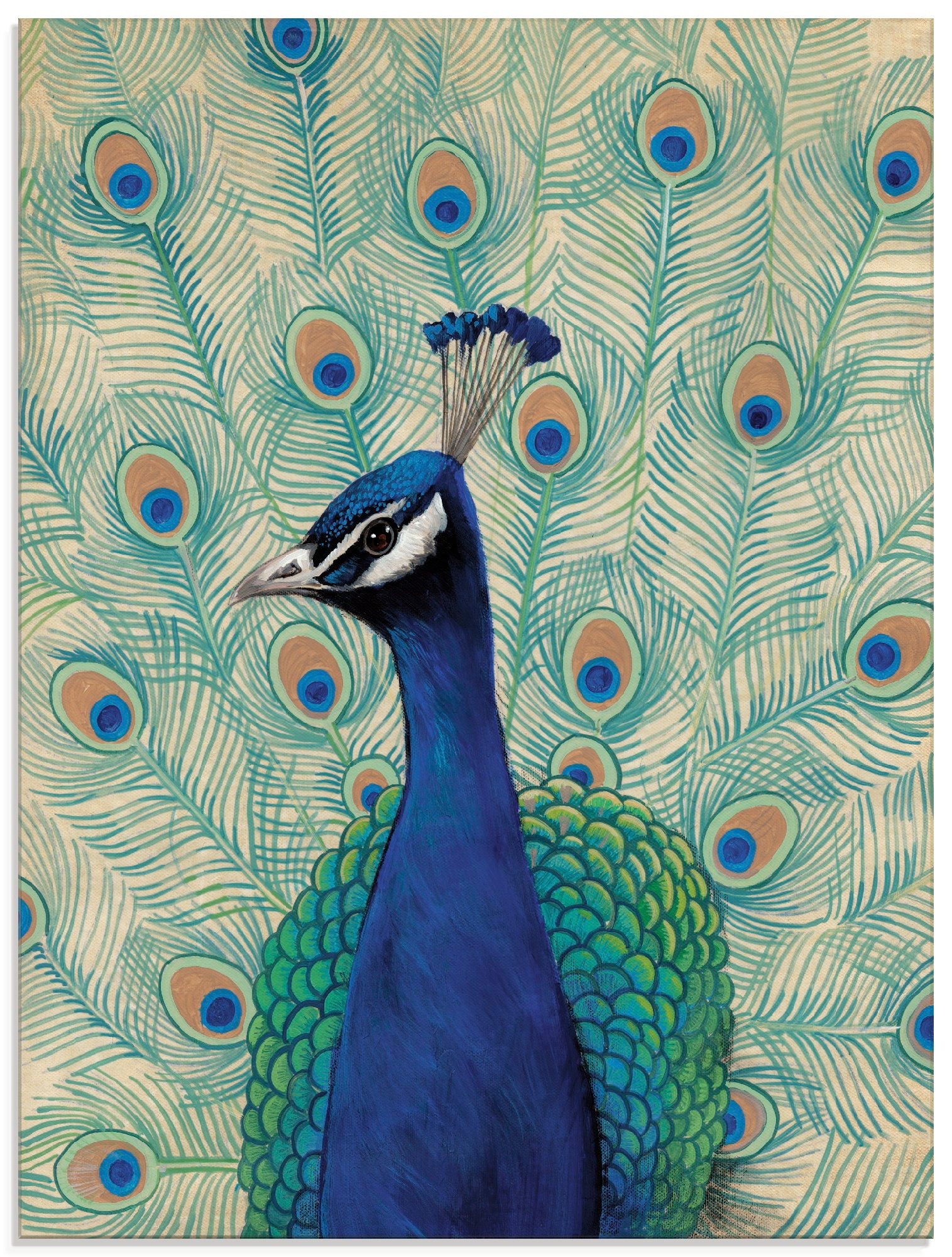 Image of Artland Glasbild »Blauer Pfau II«, Vögel, (1 St.) bei Ackermann Versand Schweiz
