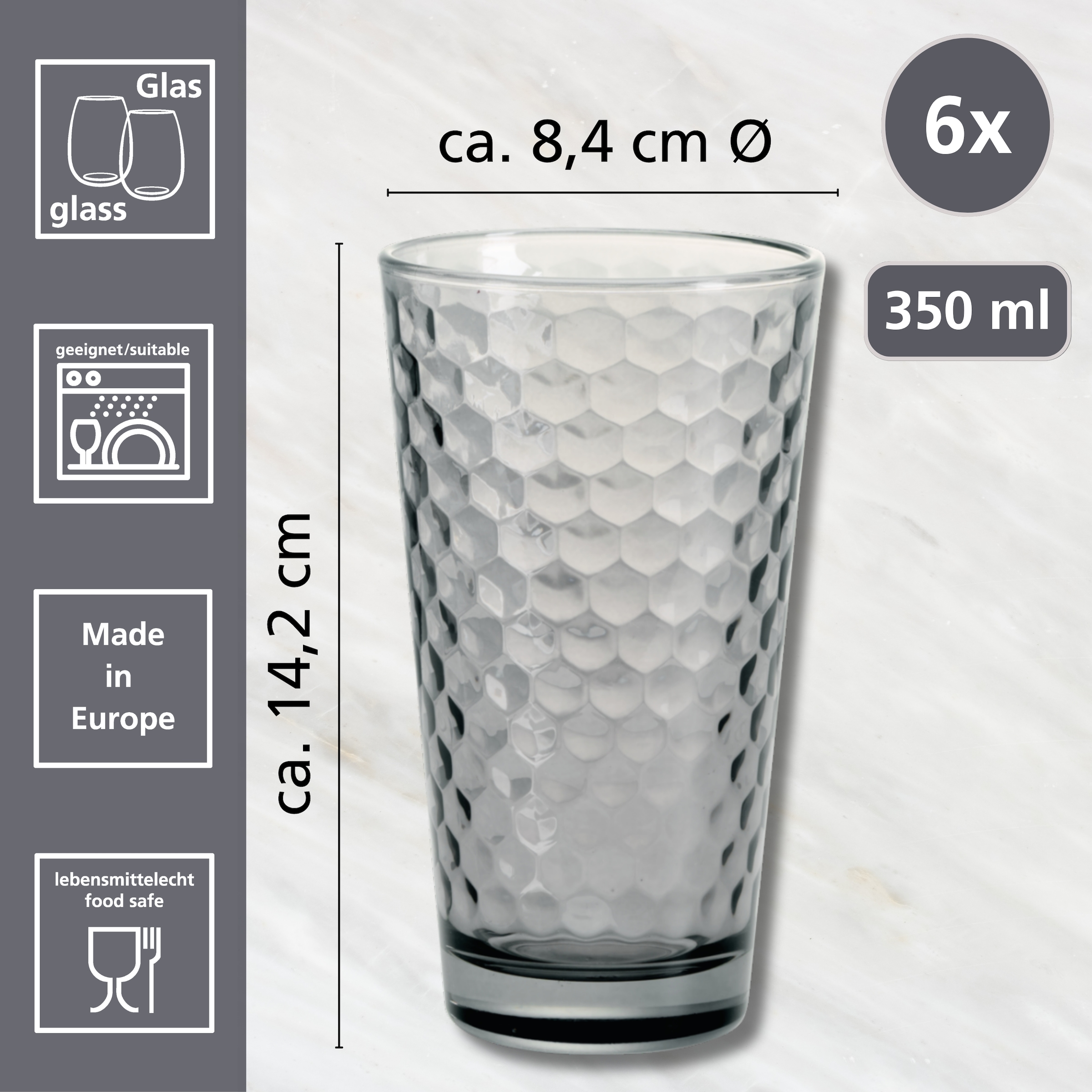 Ritzenhoff & Breker Verre à long drink »Favo« 6er Set, je 350 ml