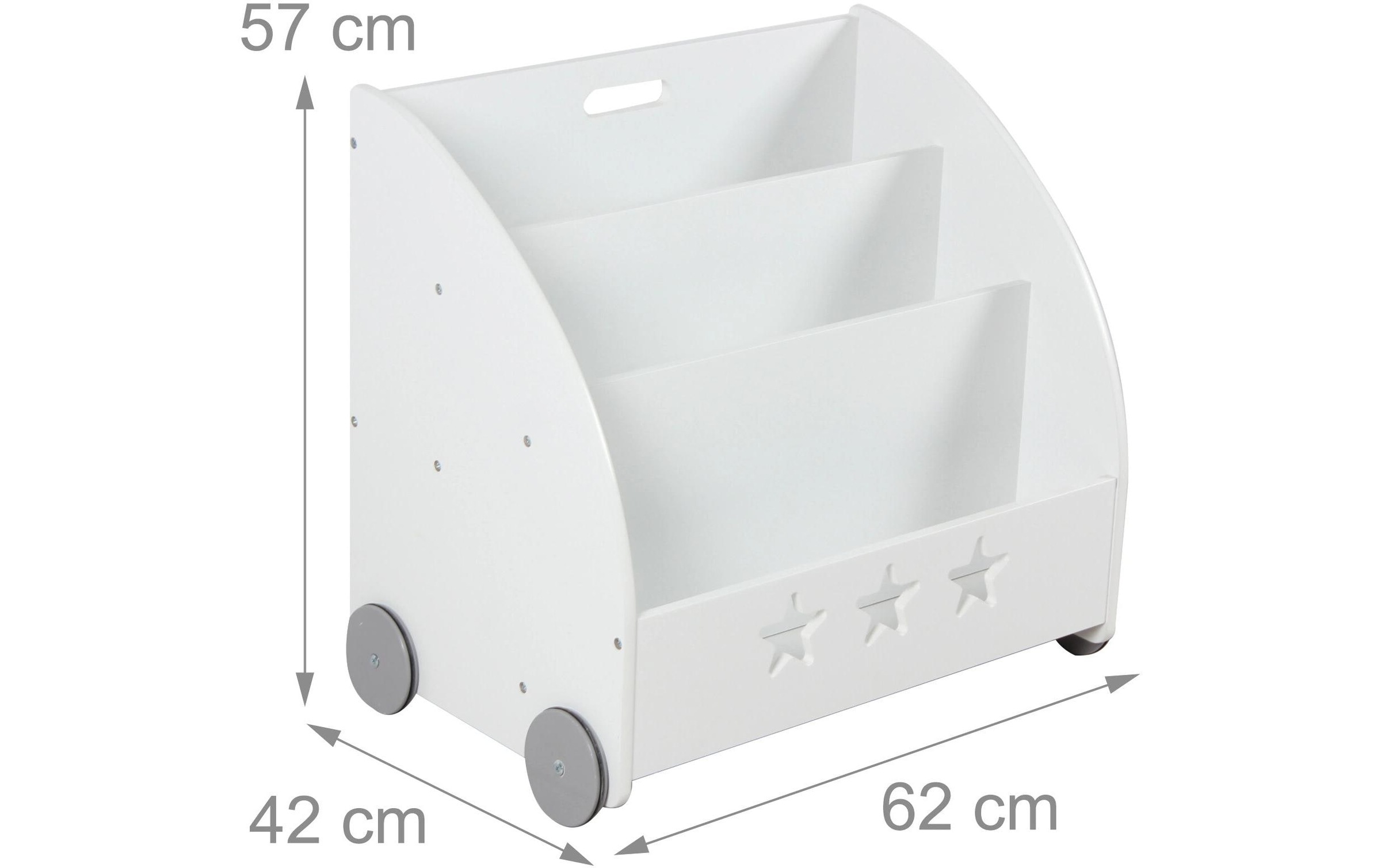 relaxdays Étagère à livres »für Kinder, fahrbar« Rollbares Bücherregal mit Sternmuster