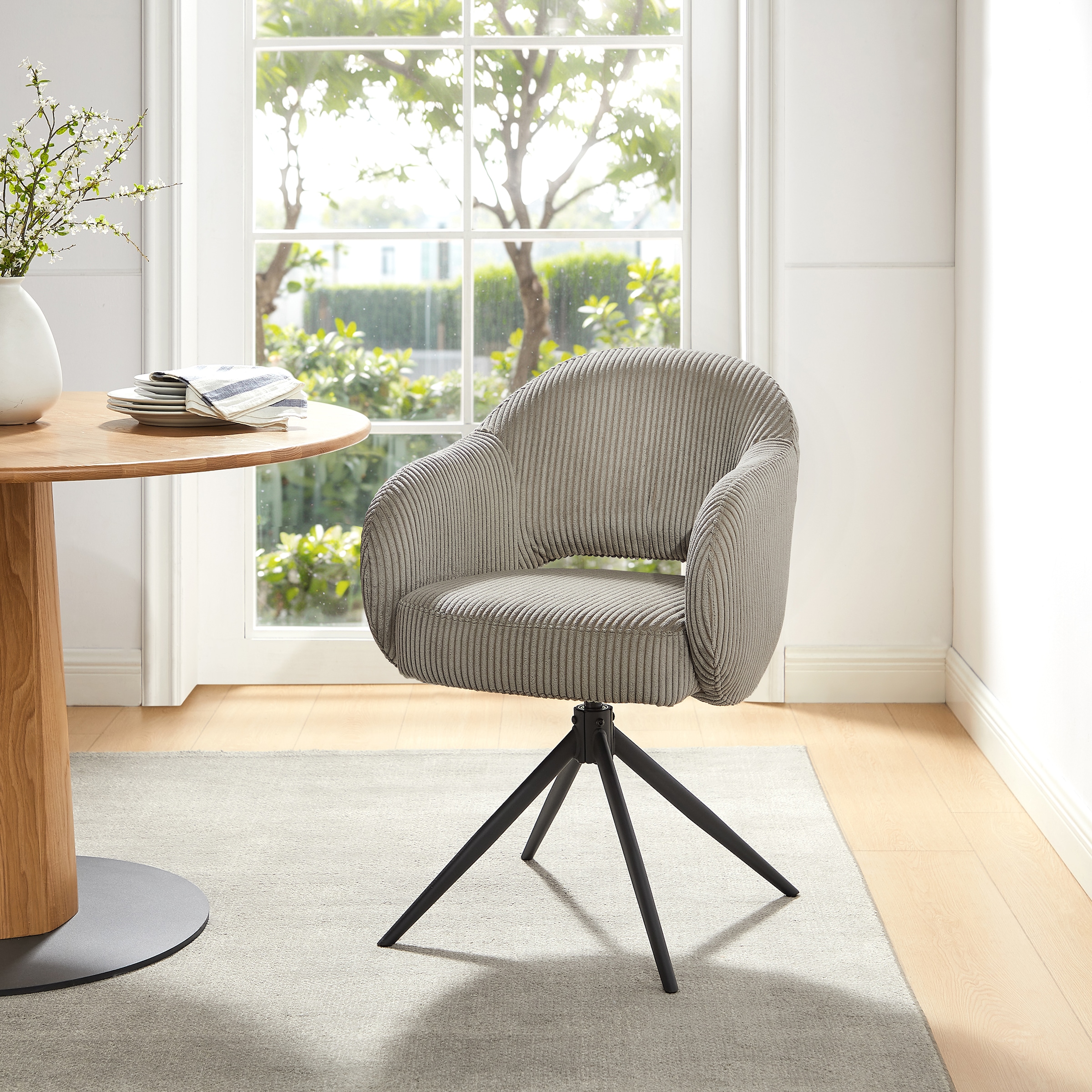 SalesFever Armlehnstuhl »Manchester Cord-Bezug« () 1 Stk.mit 360° Drehfunktion